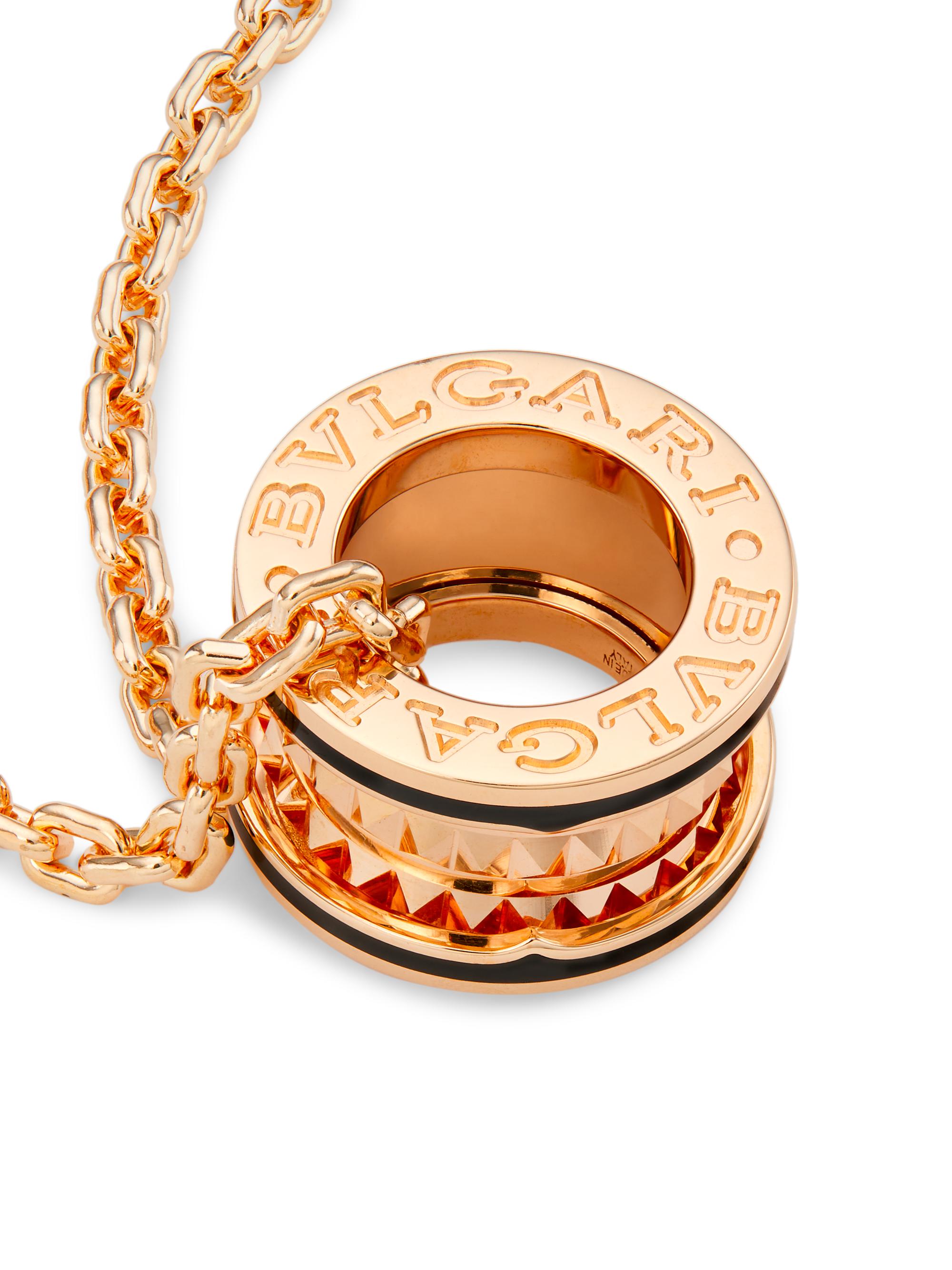 BVLGARI B.zero1 Rock 18K Rose Gold & Black Ceramic Pendant