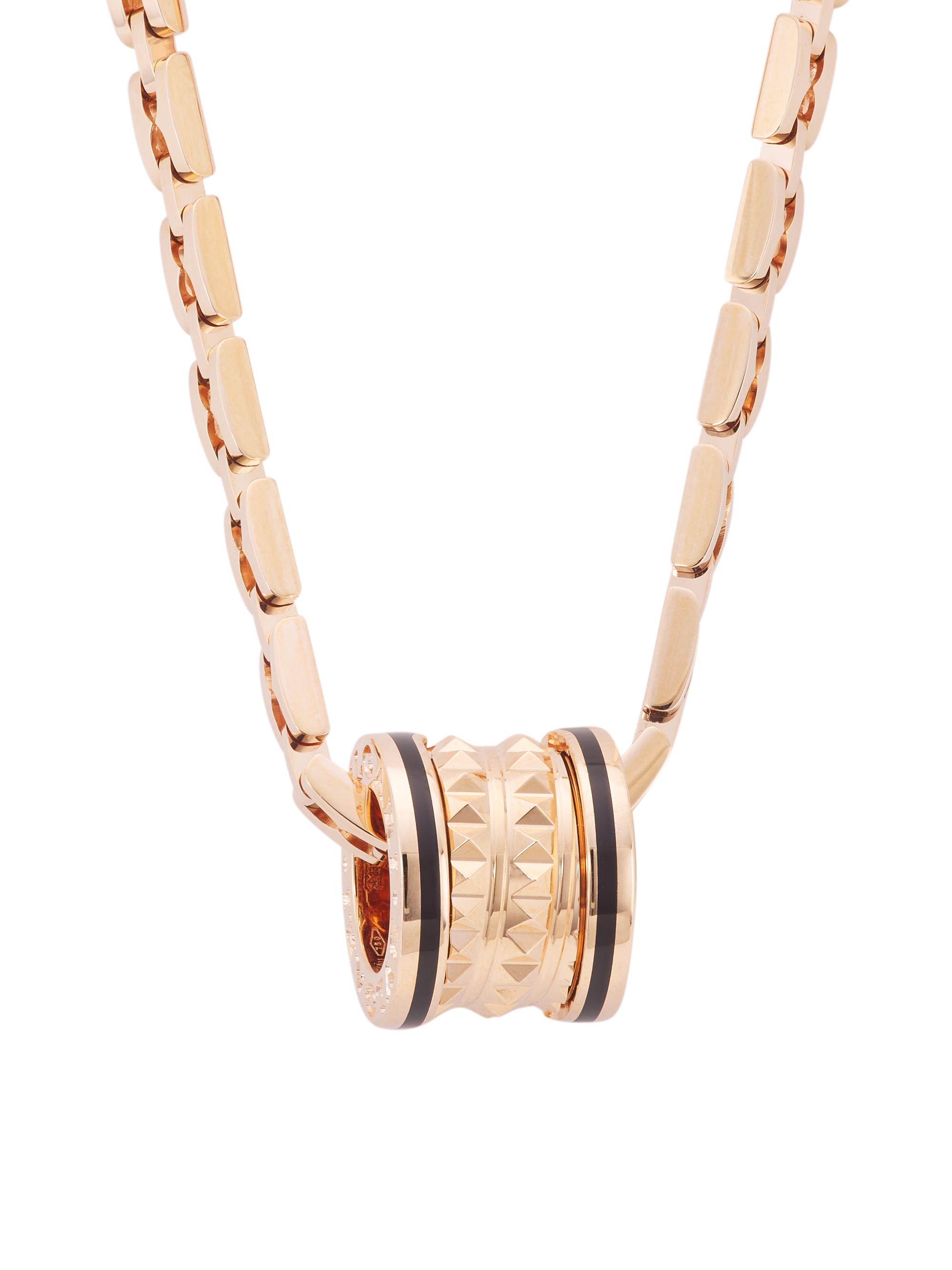 BVLGARI B.zero1 18K Rose Gold & Black Ceramic Pendant Necklace