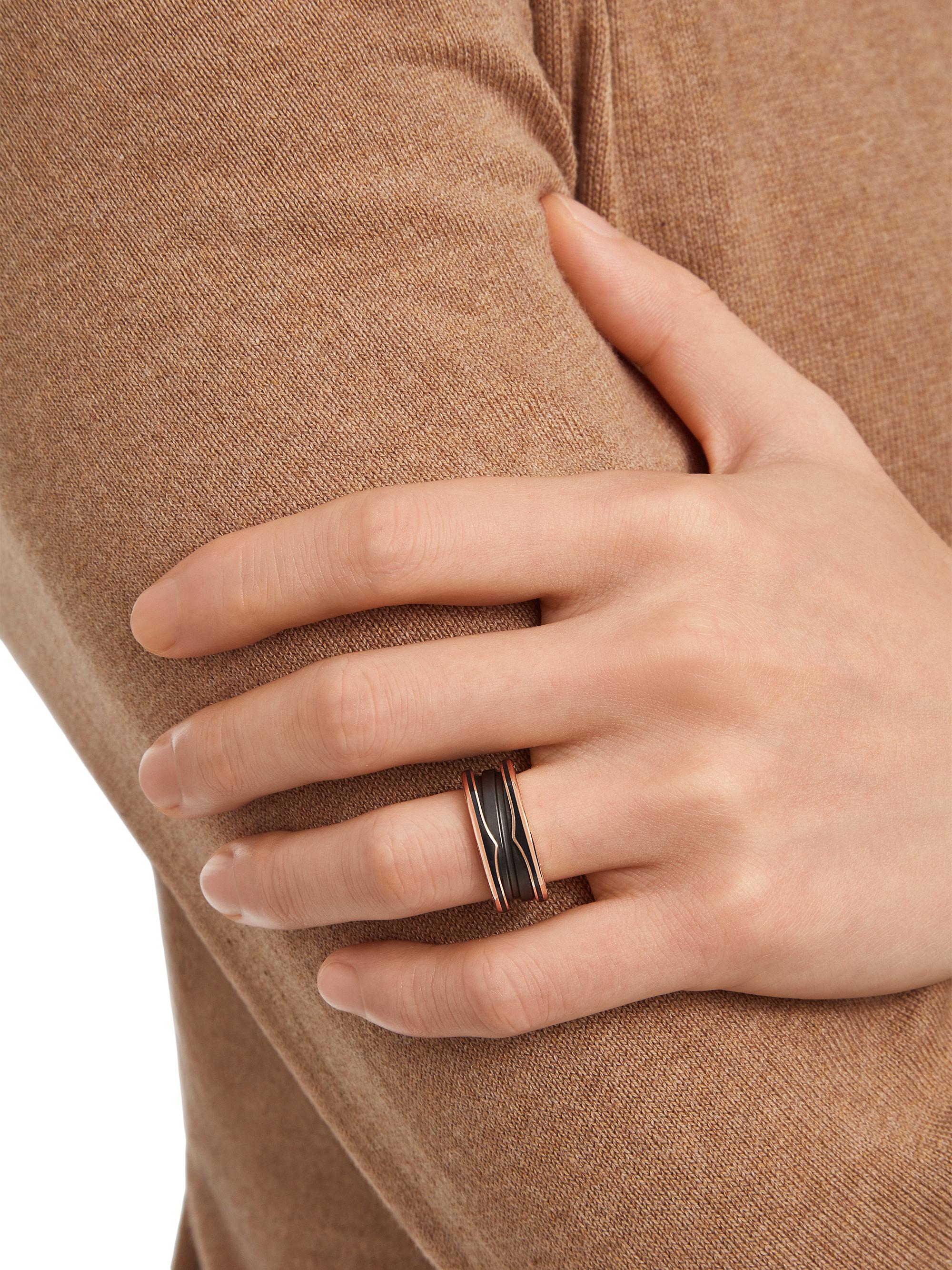 BVLGARI B.zero1 18K Rose Gold & Black Ceramic Ring | Saks Fifth Avenue