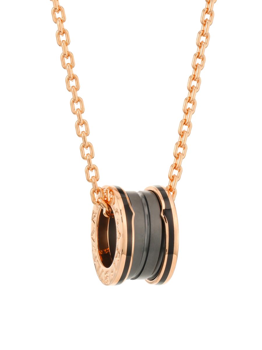 BVLGARI B.zero1 18K Rose Gold & Black Ceramic Pendant