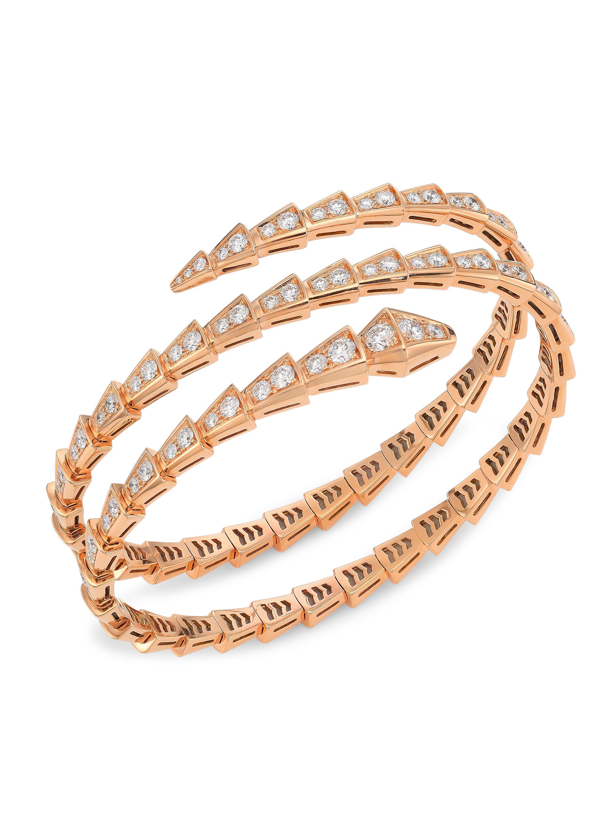 BVLGARI Women's Serpenti Viper 18K Rose Gold & Diamond Bangle Bracelet - Pink Gold