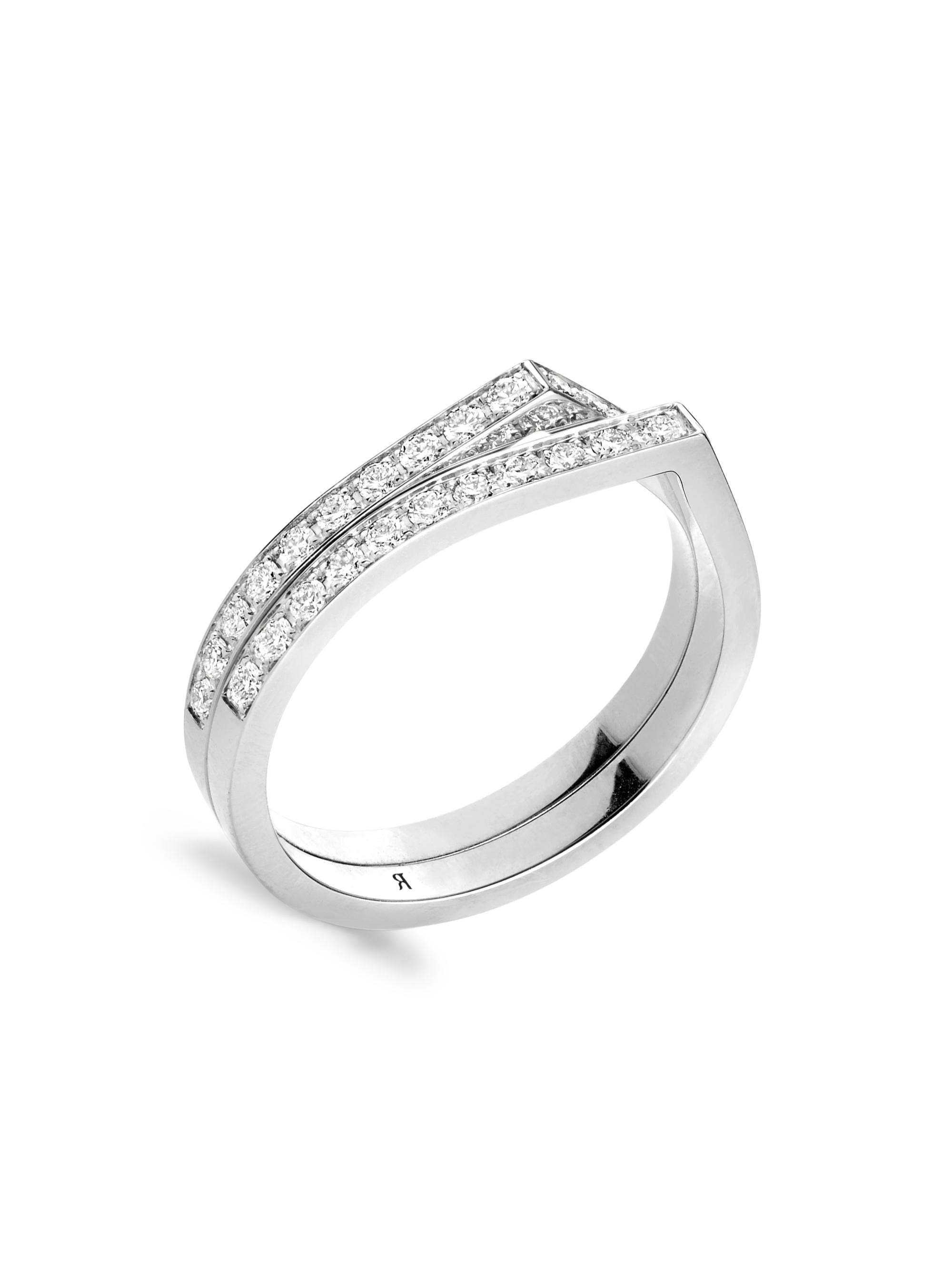 Repossi Women's Antifer 18K White Gold & Pavé Diamond 2-Row Ring - White Gold