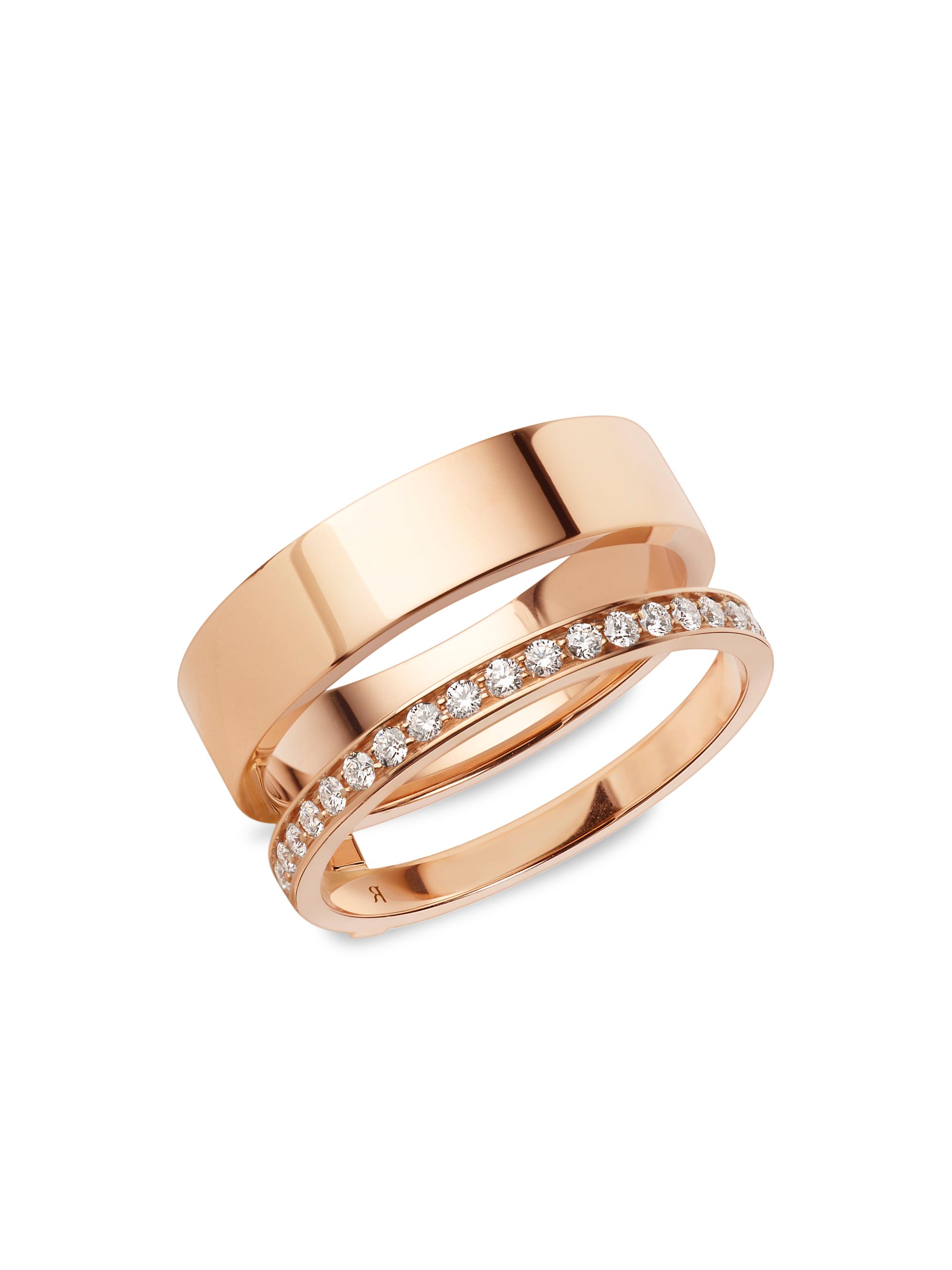 Repossi Women's Berbère 18K Rose Gold & Pavé Diamond 2-Row Ring - Rose Gold