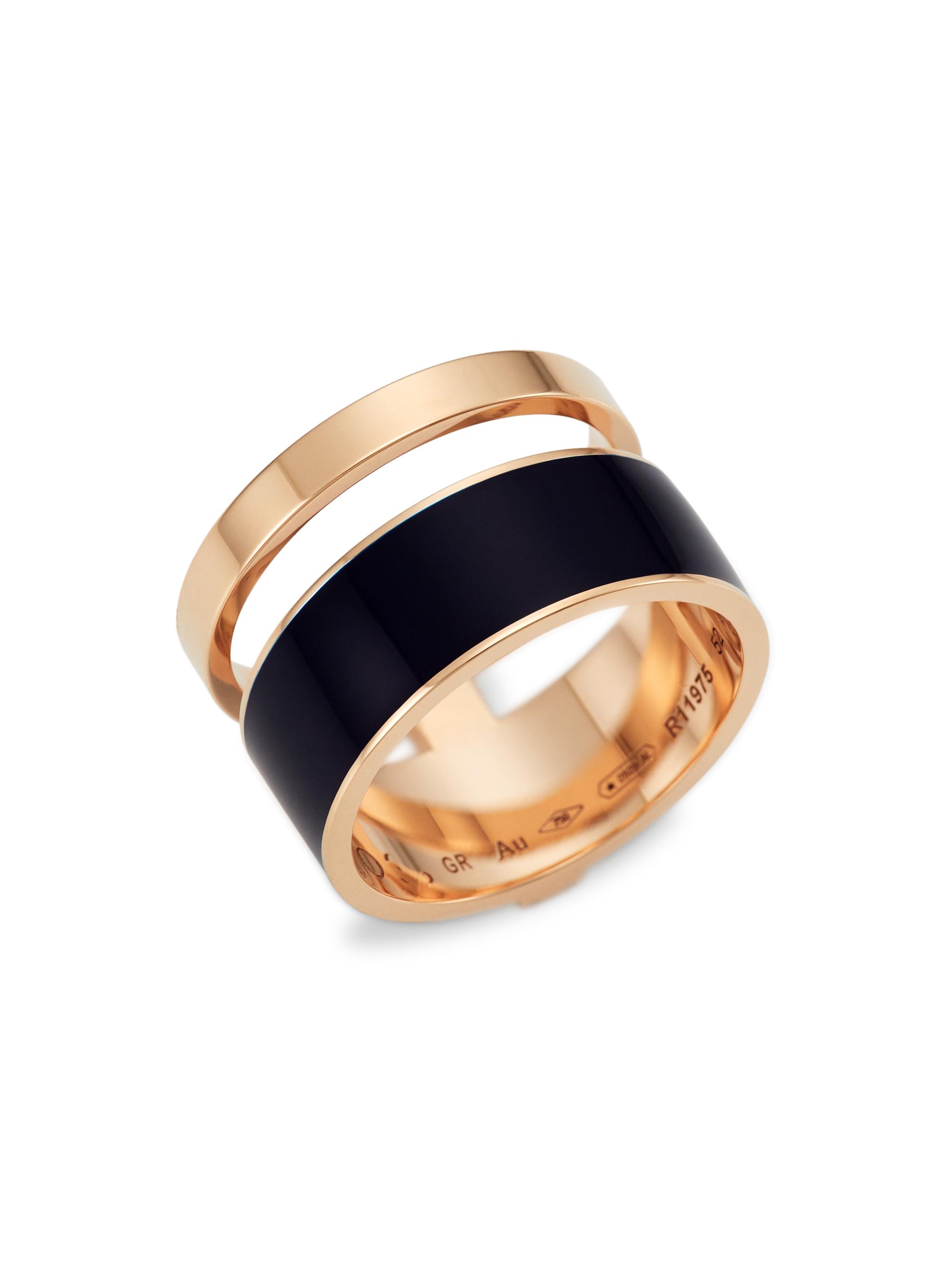 Repossi Women's Berber 18K Rose Gold & Navy Lacquer 2-Row Ring - Rose Gold