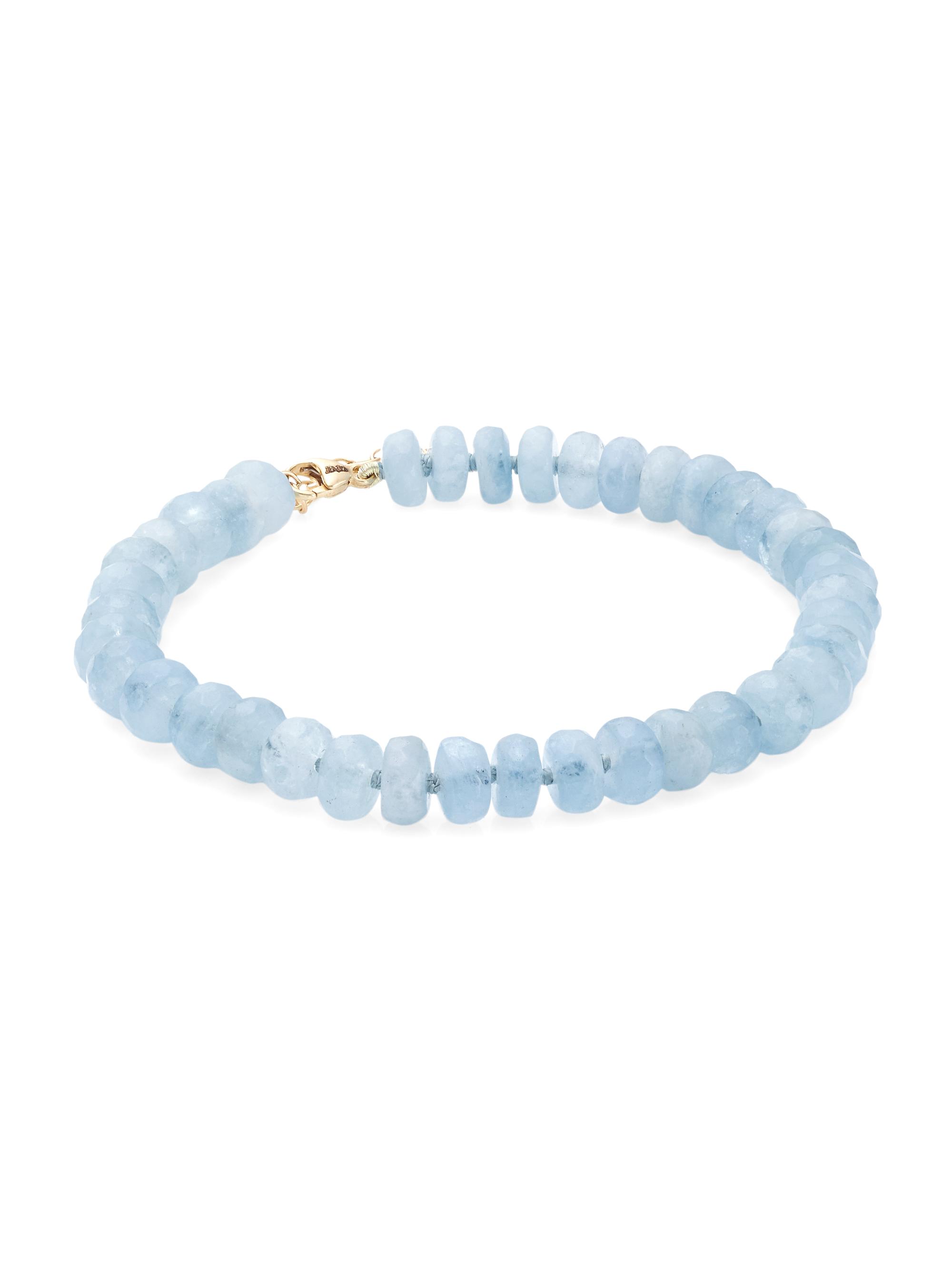 Jia Jia Women's Oracle 14K Yellow Gold & Aquamarine Crystal Beaded Bracelet - Aqua Marine