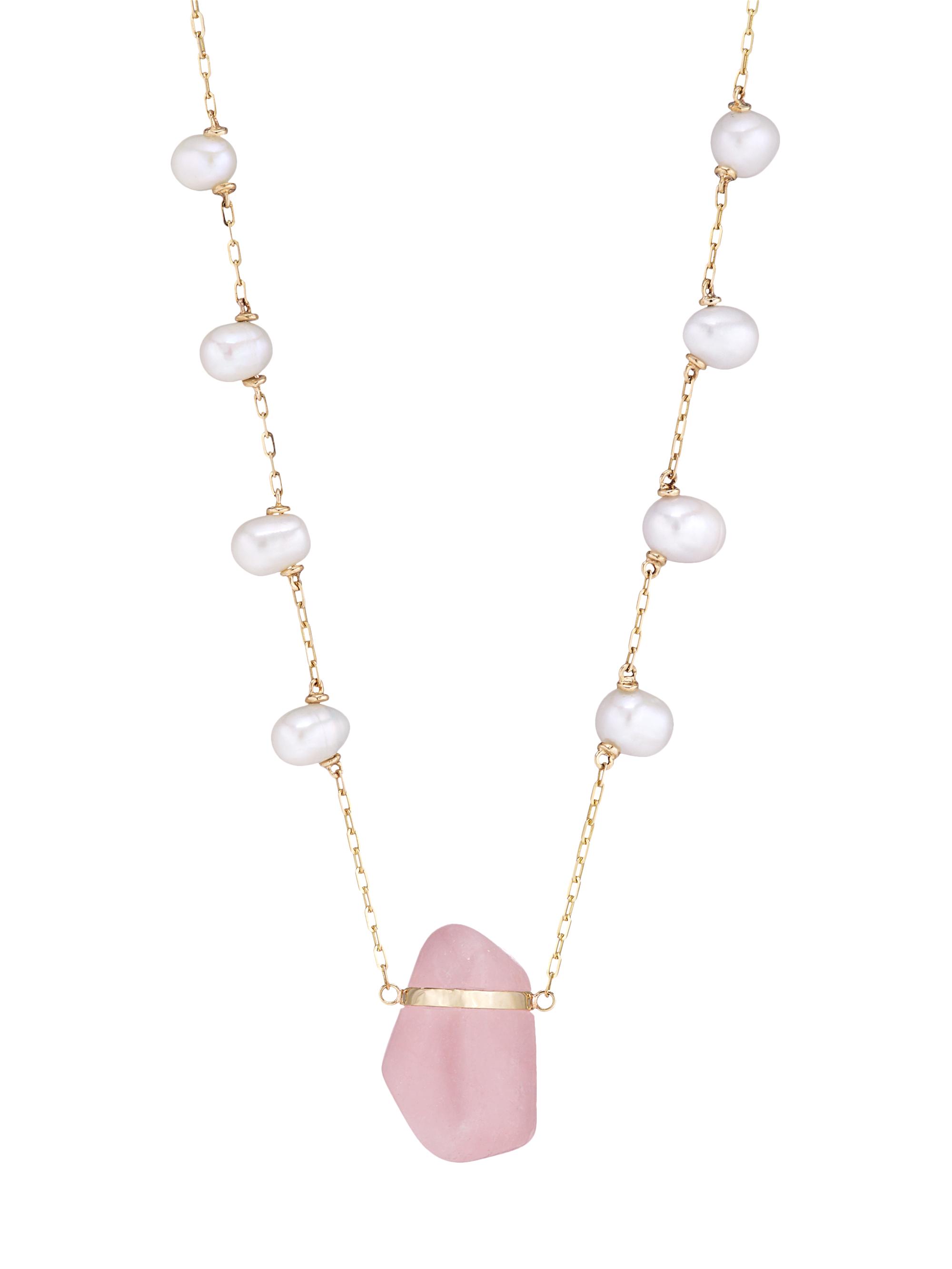 Jia Jia Women's Ocean 14K Yellow Gold, Pearl & Rose Quartz Necklace - Rose