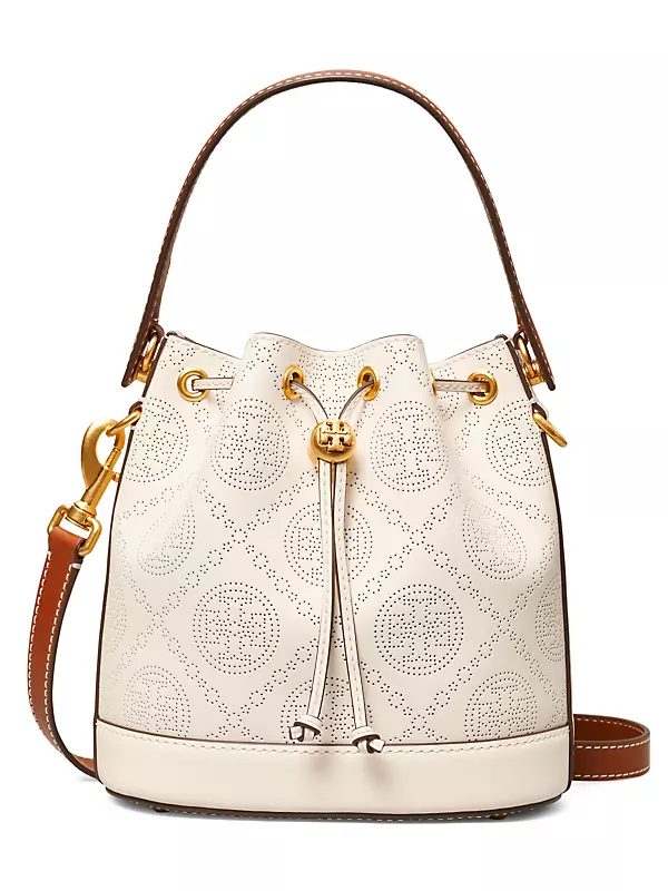 Tory Burch T Monogram Bucket Bag In Clear (white)