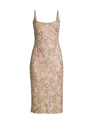 Shop Mac Duggal Floral Beaded Cocktail Sheath Dress | Saks Fifth Avenue