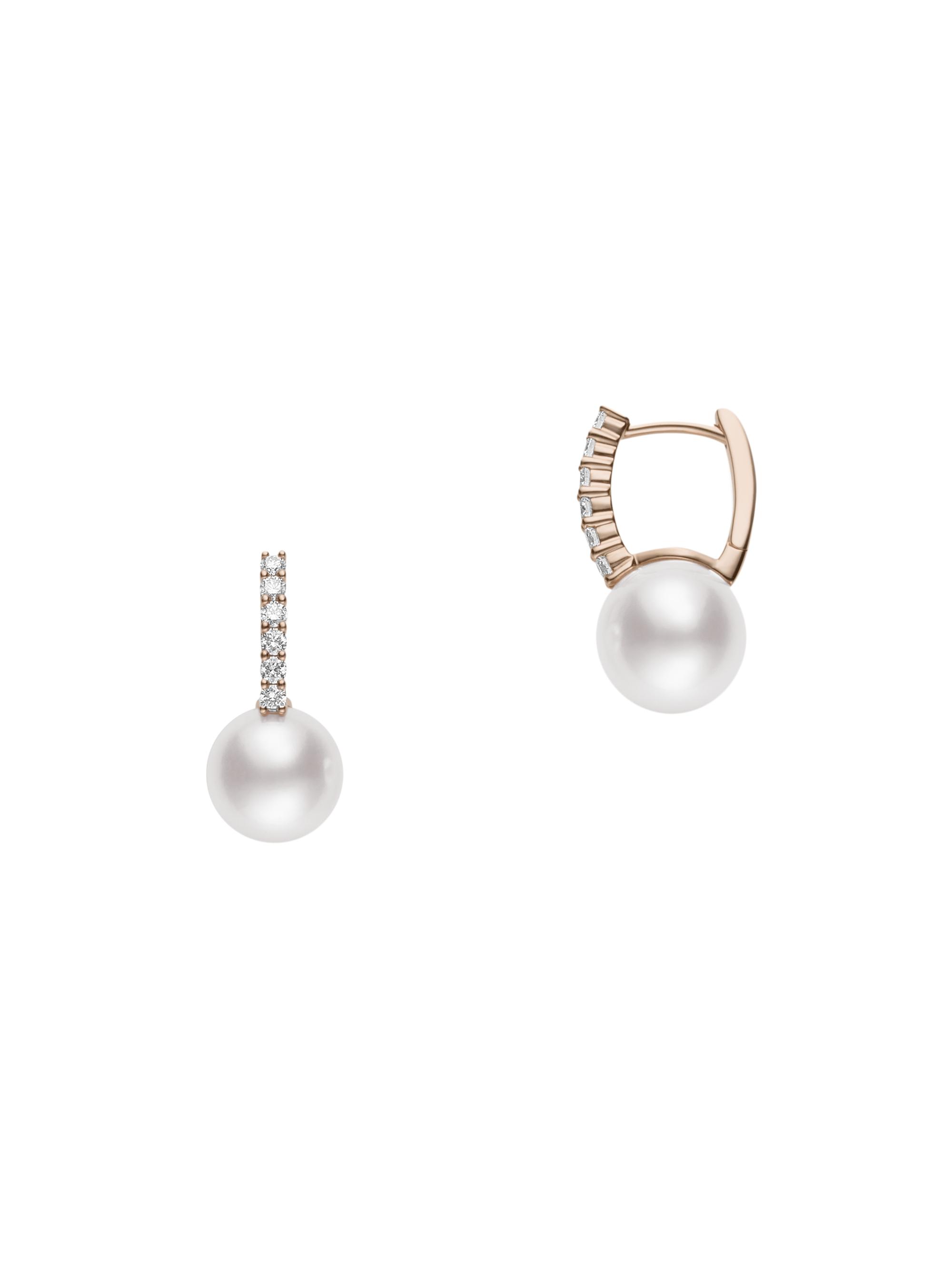 Mikimoto Women's Classic 18K Rose Gold, 8MM Round Akoya A+ Pearl & Diamond Earrings - Rose Gold