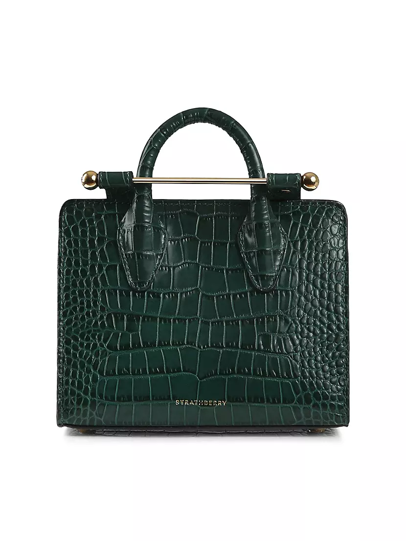 Shop Strathberry Nano Croc-Embossed Leather Tote