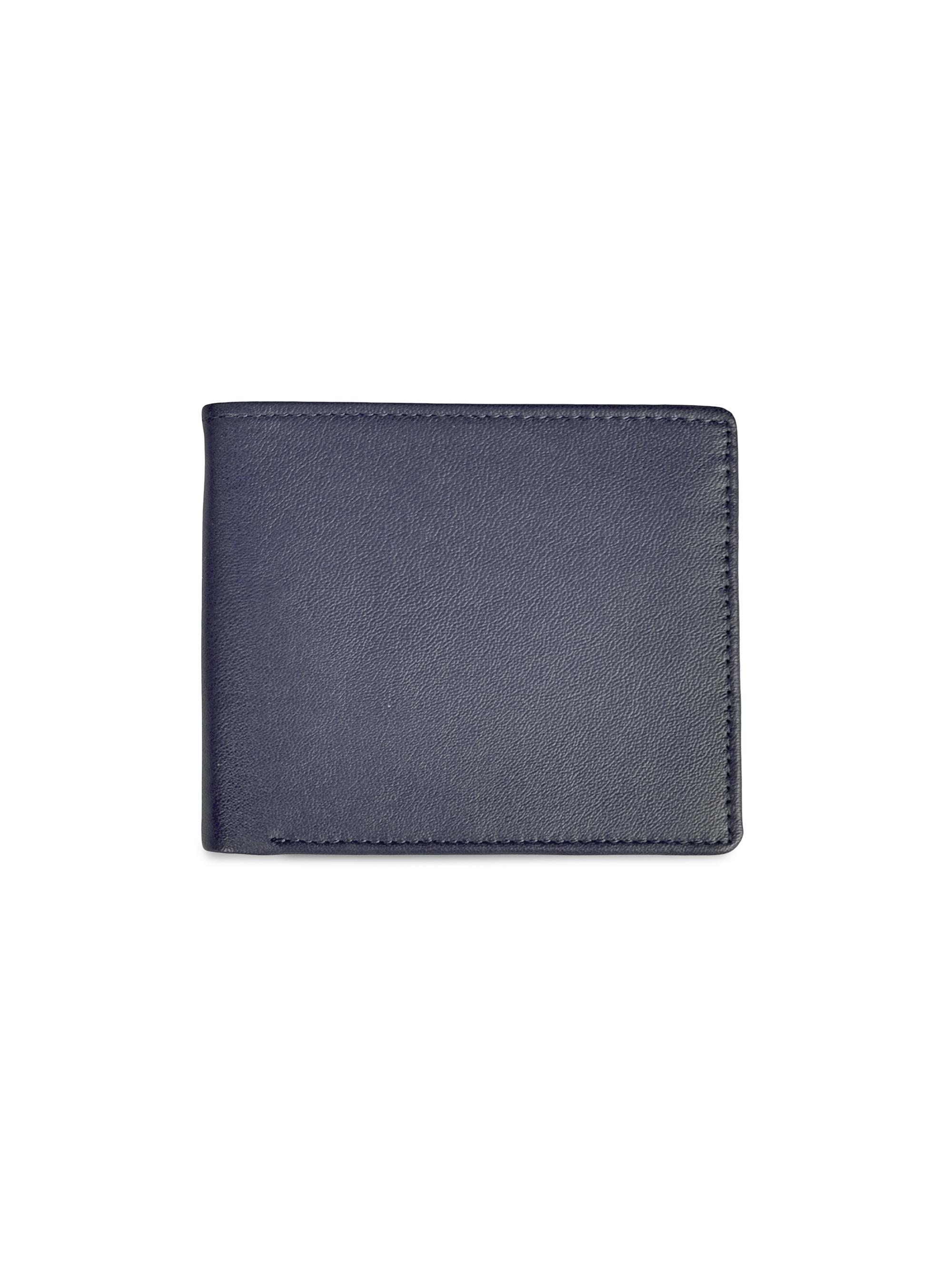 Royce New York Men's RFID-Blocking Slim Bi-Fold Leather Wallet - Navy Black