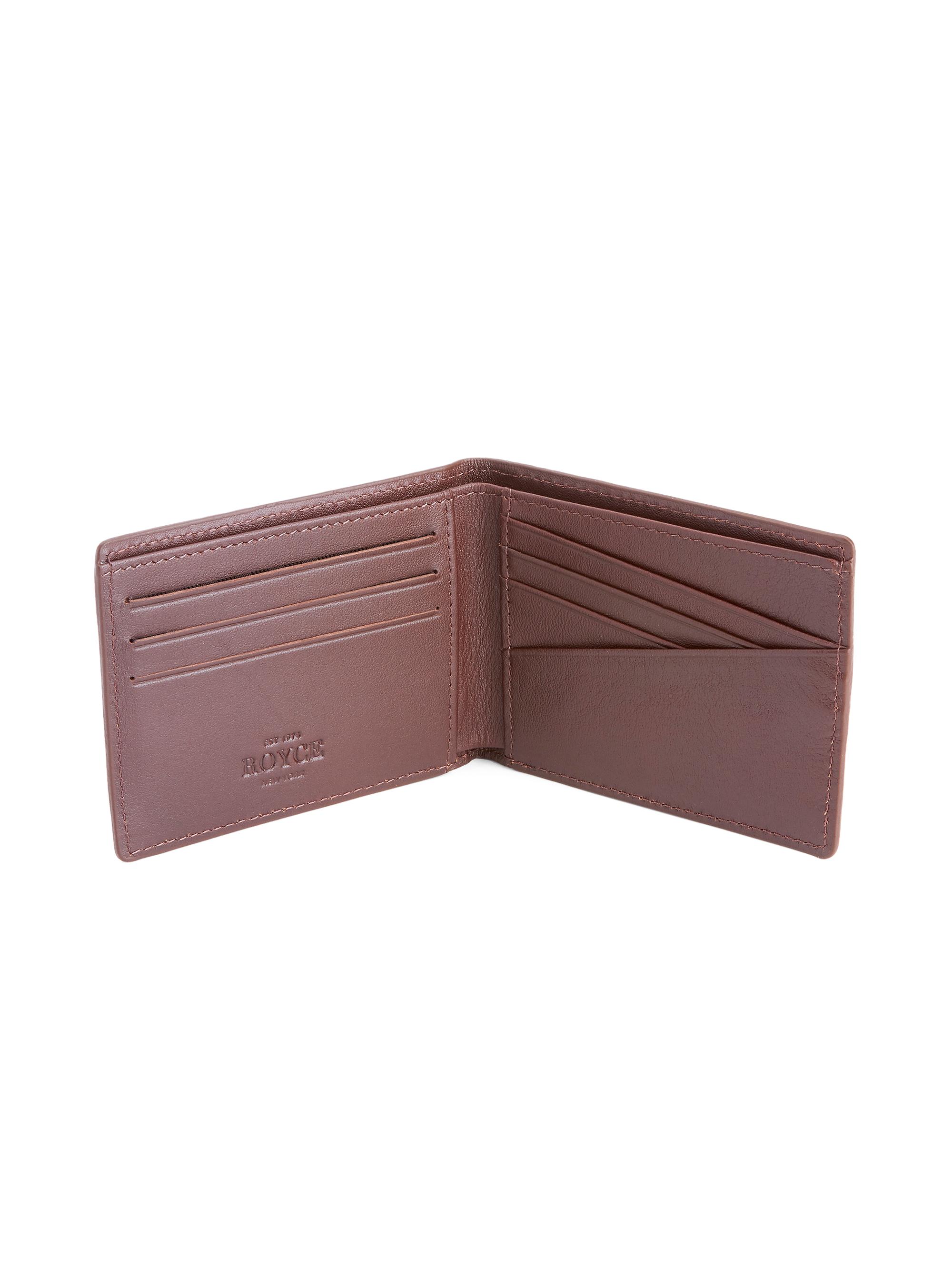 Royce New York Men's RFID-Blocking Slim Bi-Fold Leather Wallet - Brown | Thumbnail 2