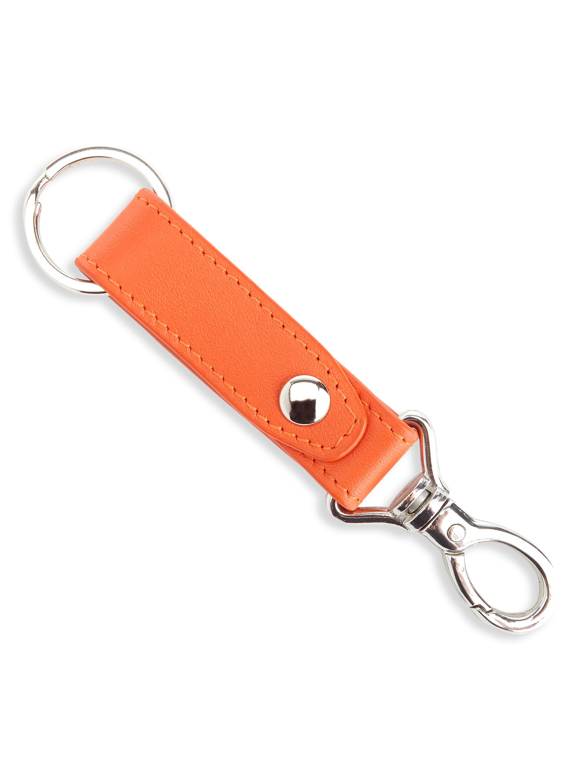 Royce New York Contemporary Leather Valet Key Chain - Orange | Thumbnail 3