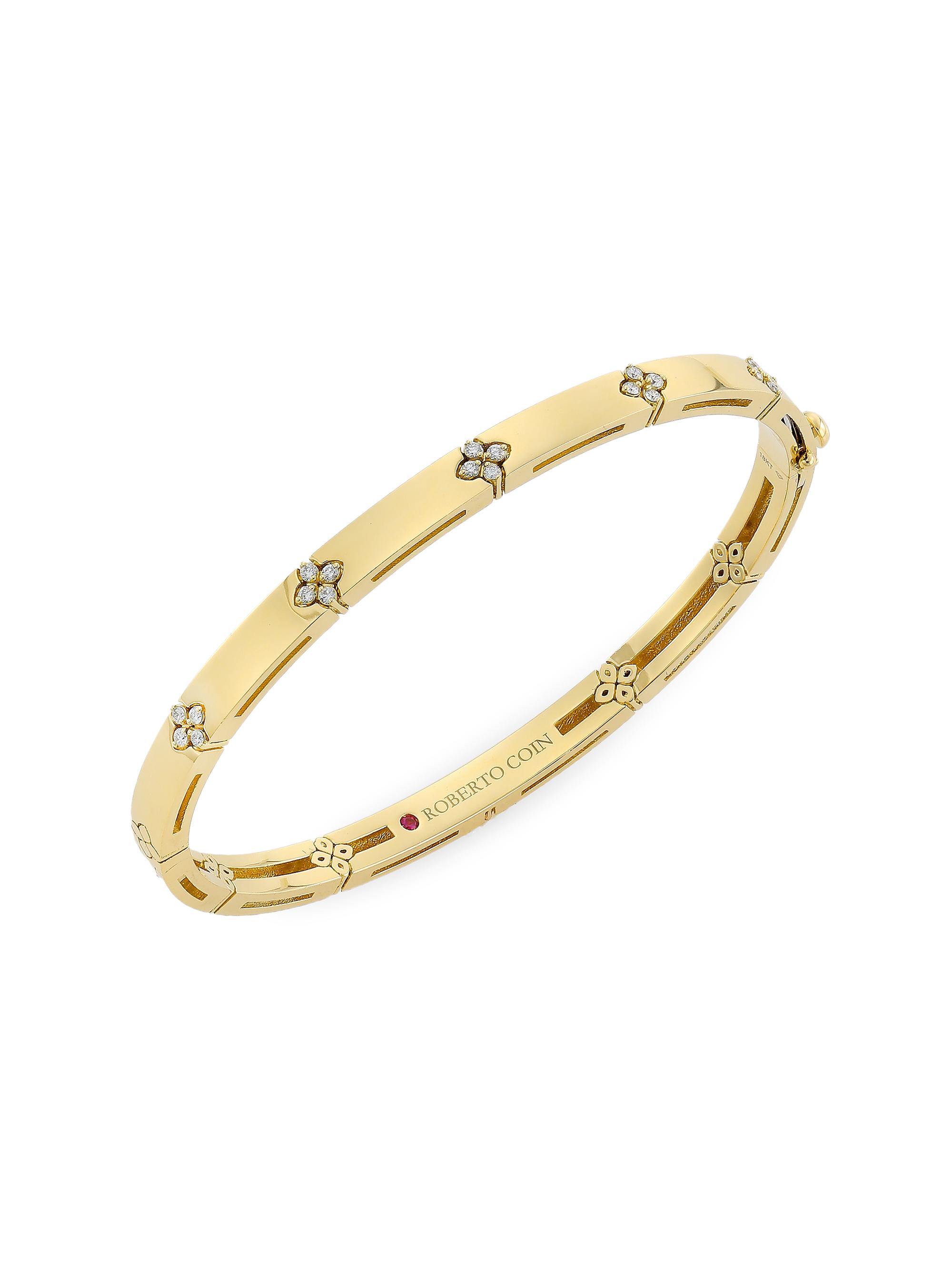 Roberto Coin Women's Love In Verona 18K Yellow Gold & 0.15 TCW Diamond Bangle - Yellow Gold