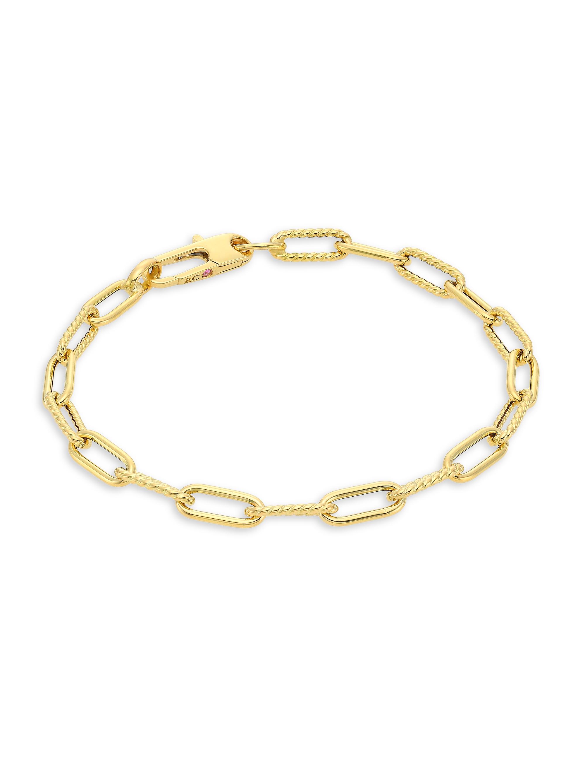 Roberto Coin Women's 18K Yellow Gold Polished & Fluted Paper Clip Chain Bracelet - Yellow Gold