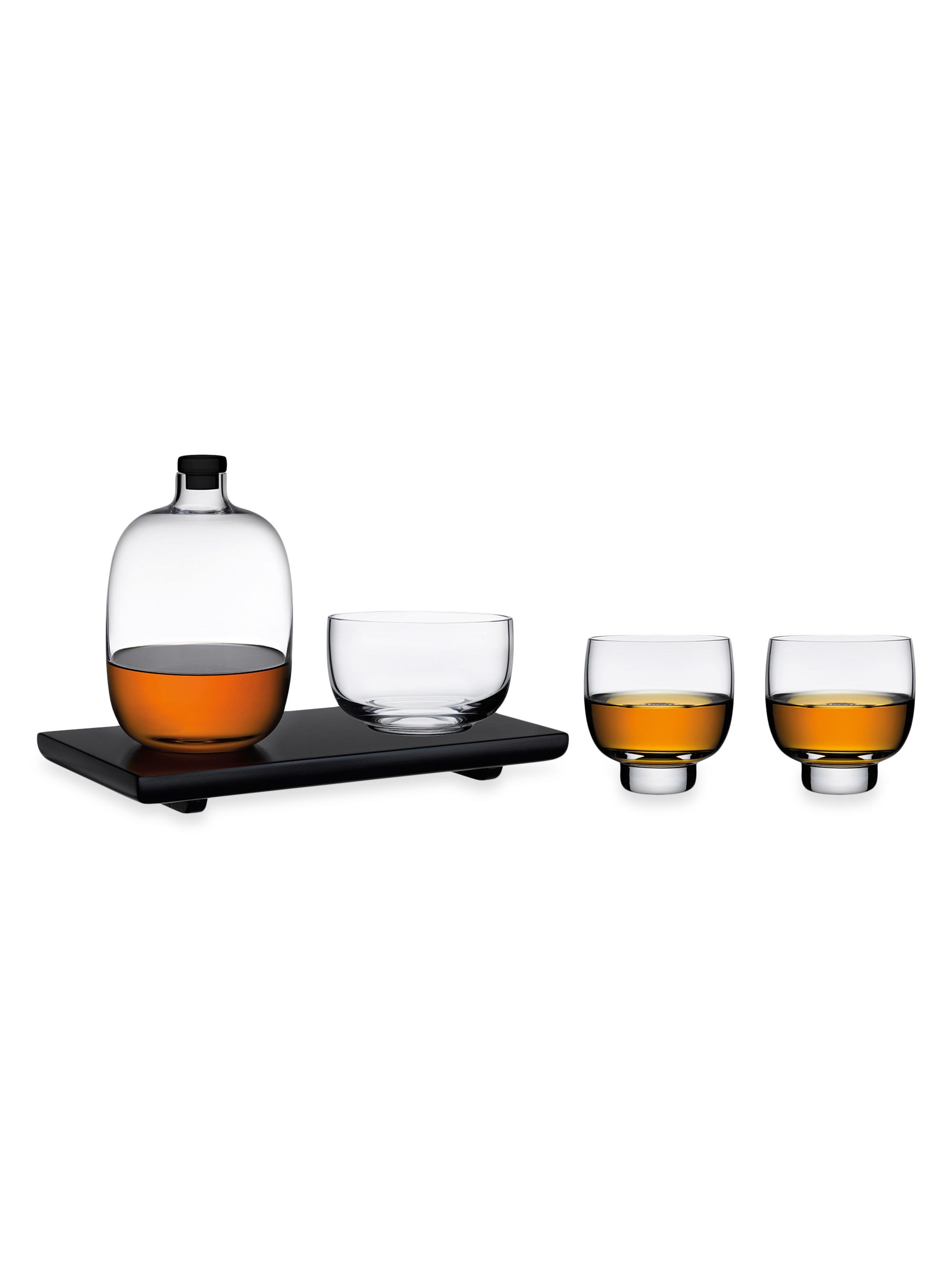 Nude Glass Malt 3-Piece Whiskey Set - Black Clear
