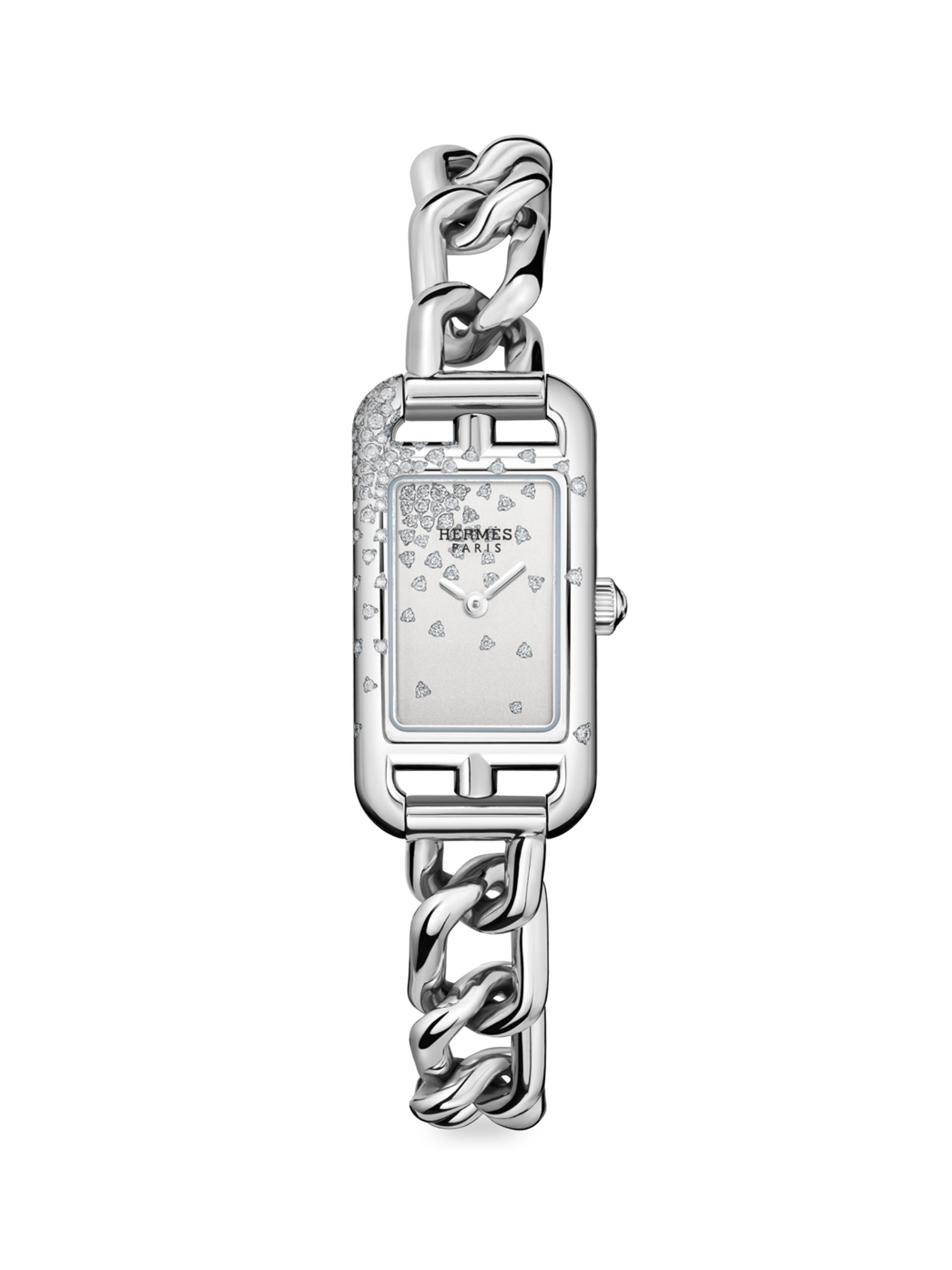 T*e様 HERMES 腕時計 ジャンク扱い HERMÈS Nantucket Stainless Steel & 0.58 TCW Diamond Bracelet Watch