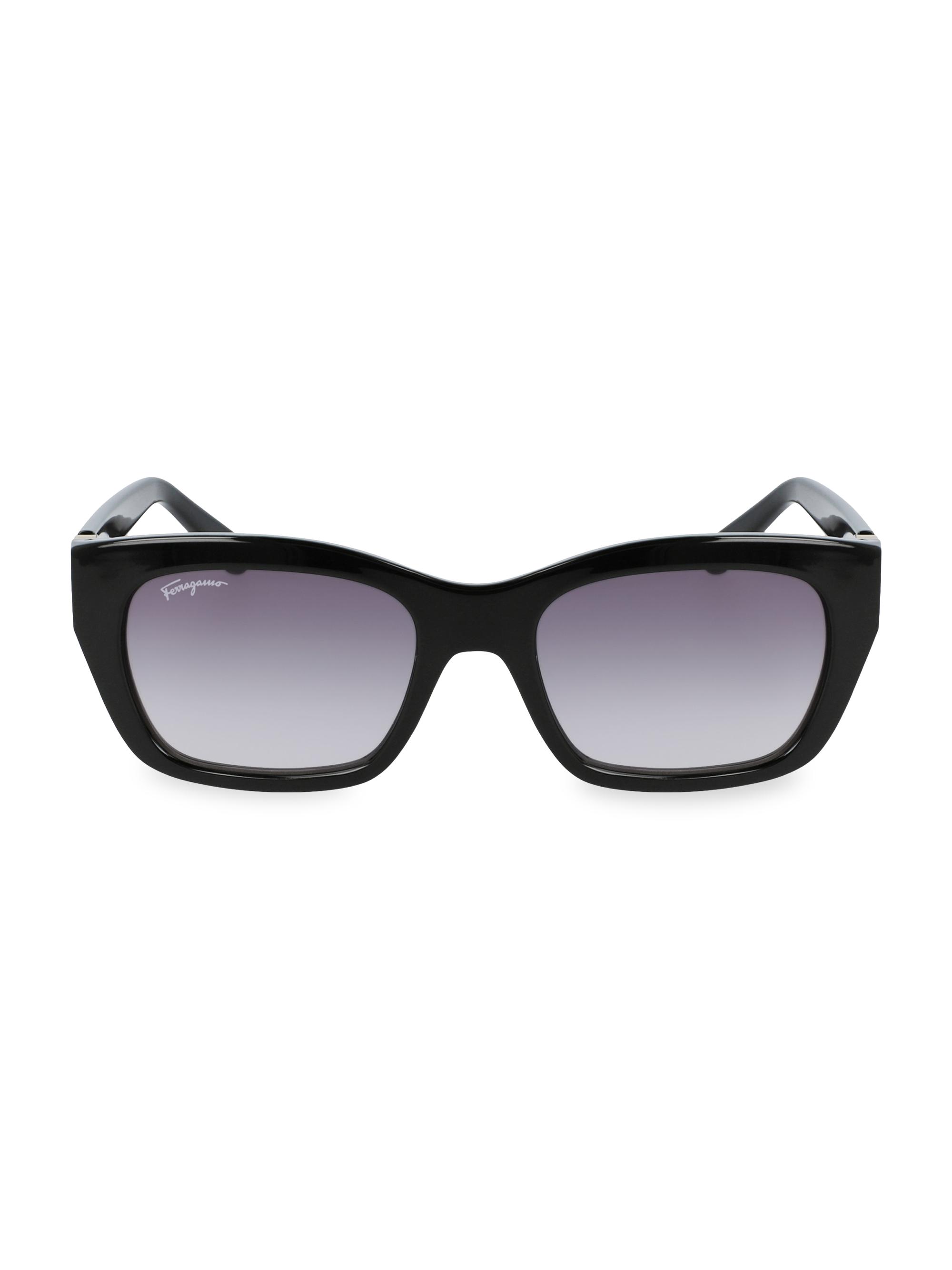 FERRAGAMO Women's Gancini 53MM Square Sunglasses - Black
