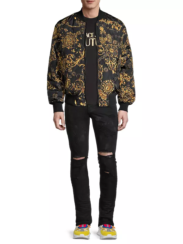 Versace Jeans Couture White 100% Cotton Gold Foil Logo Long Sleeve Hoodie  Sweatshirt- L for Mens 