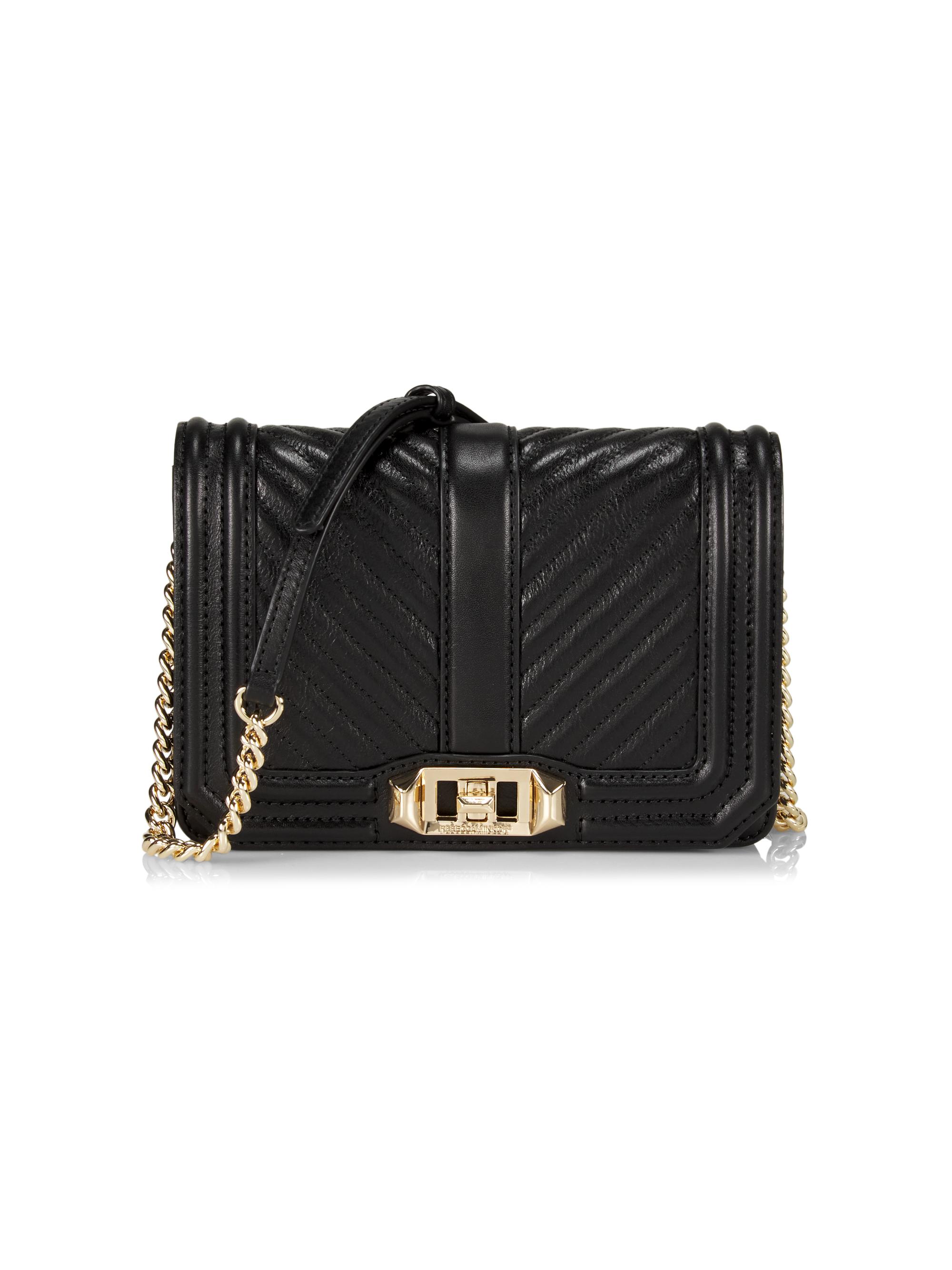 Rebecca Minkoff Women's  Love Chevron Quilted Leather Crossbody Bag - Black