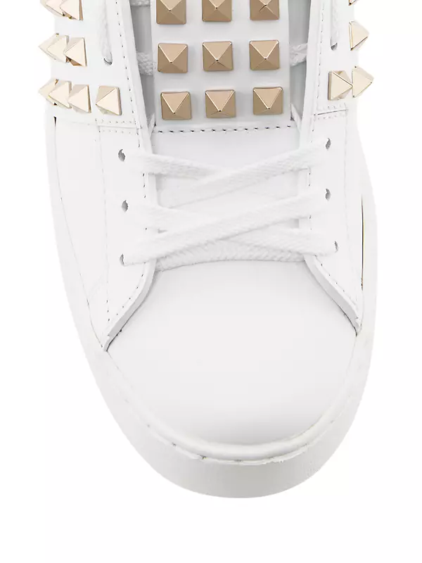 Rockstud Untitled Polished Stud Leather Low-Top Sneakers