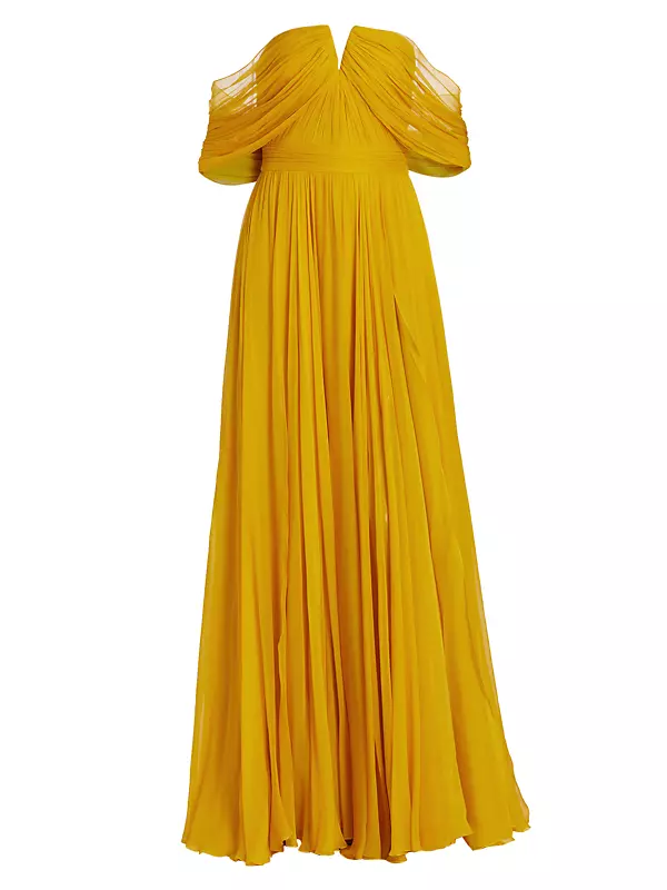Off-The-Shoulder Chiffon Gown