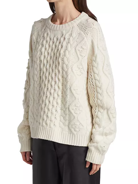 Shop Loulou Studio Cableknit Cashmere Blend Sweater