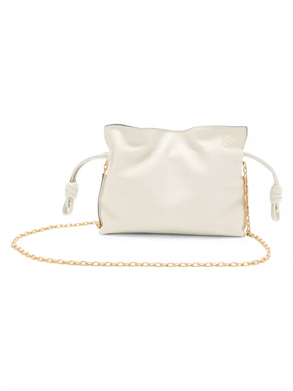 White Flamenco mini leather clutch bag, LOEWE
