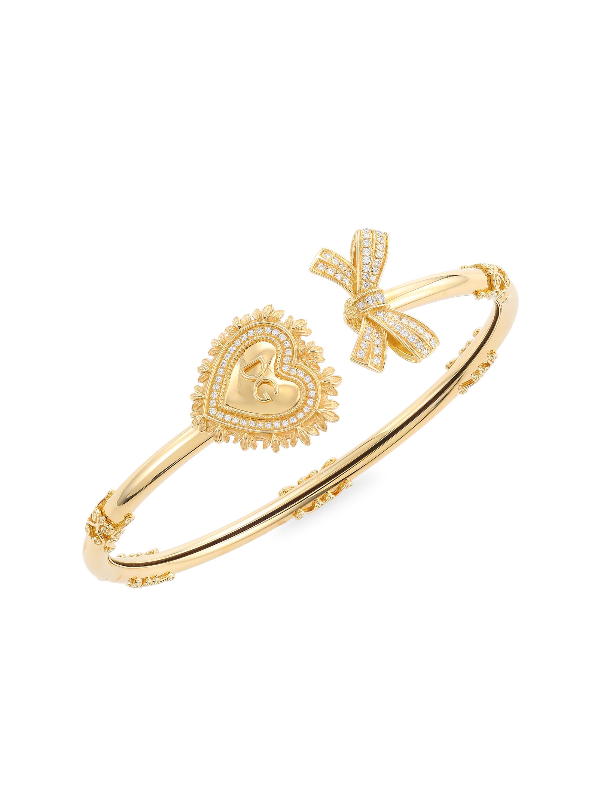 Dolce & Gabbana Women's 18K Yellow Gold & Diamond Sacred Heart Bangle - Gold
