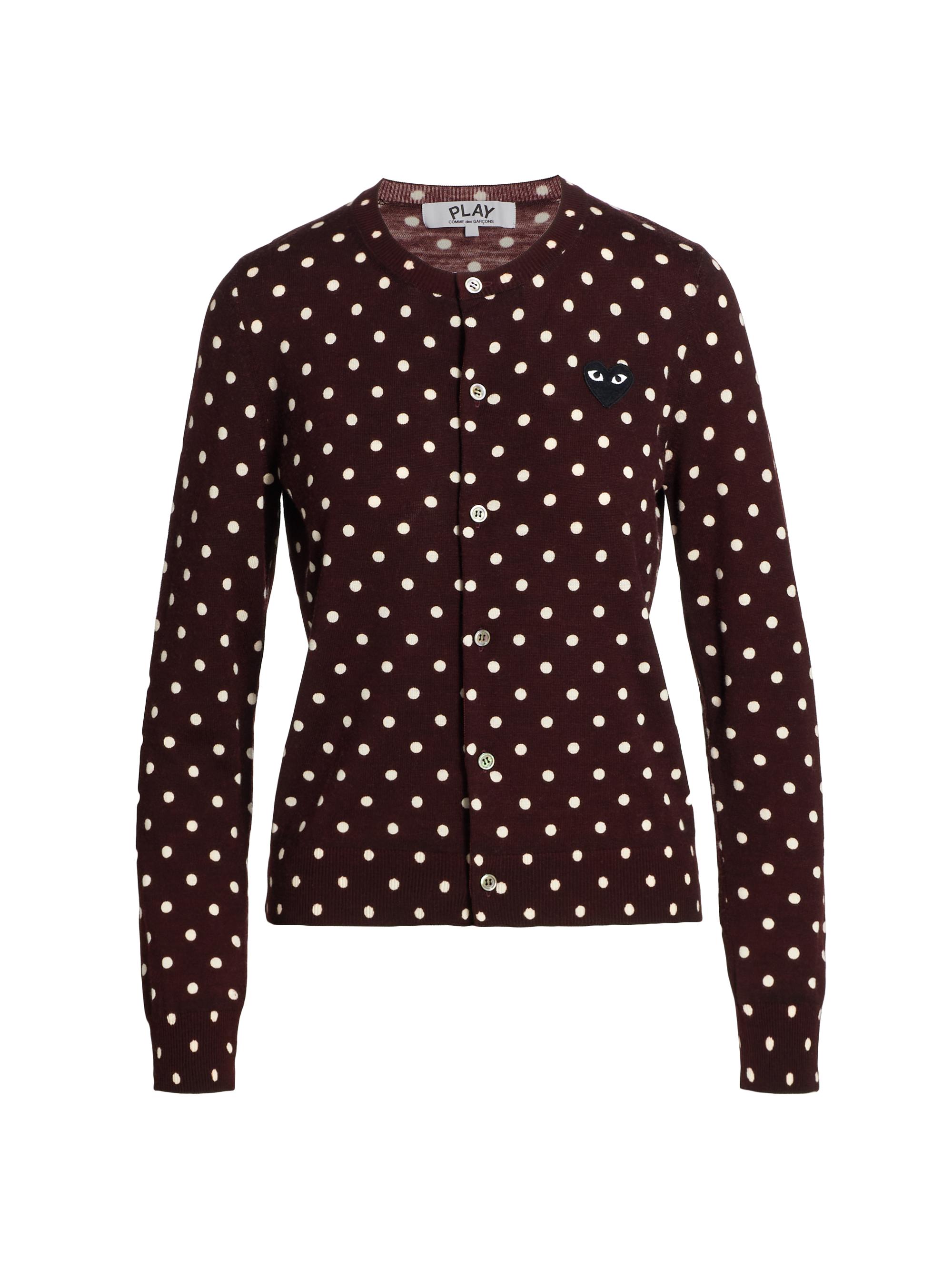 Comme des Garçons PLAY Women's Heart Polka Dot Cardigan - Burgundy