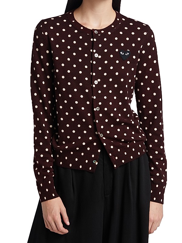 Shop Comme des Garçons PLAY Heart Polka Dot Cardigan | Saks Shop Comme des Garçons PLAY Heart Polka Dot Cardigan | Saks
