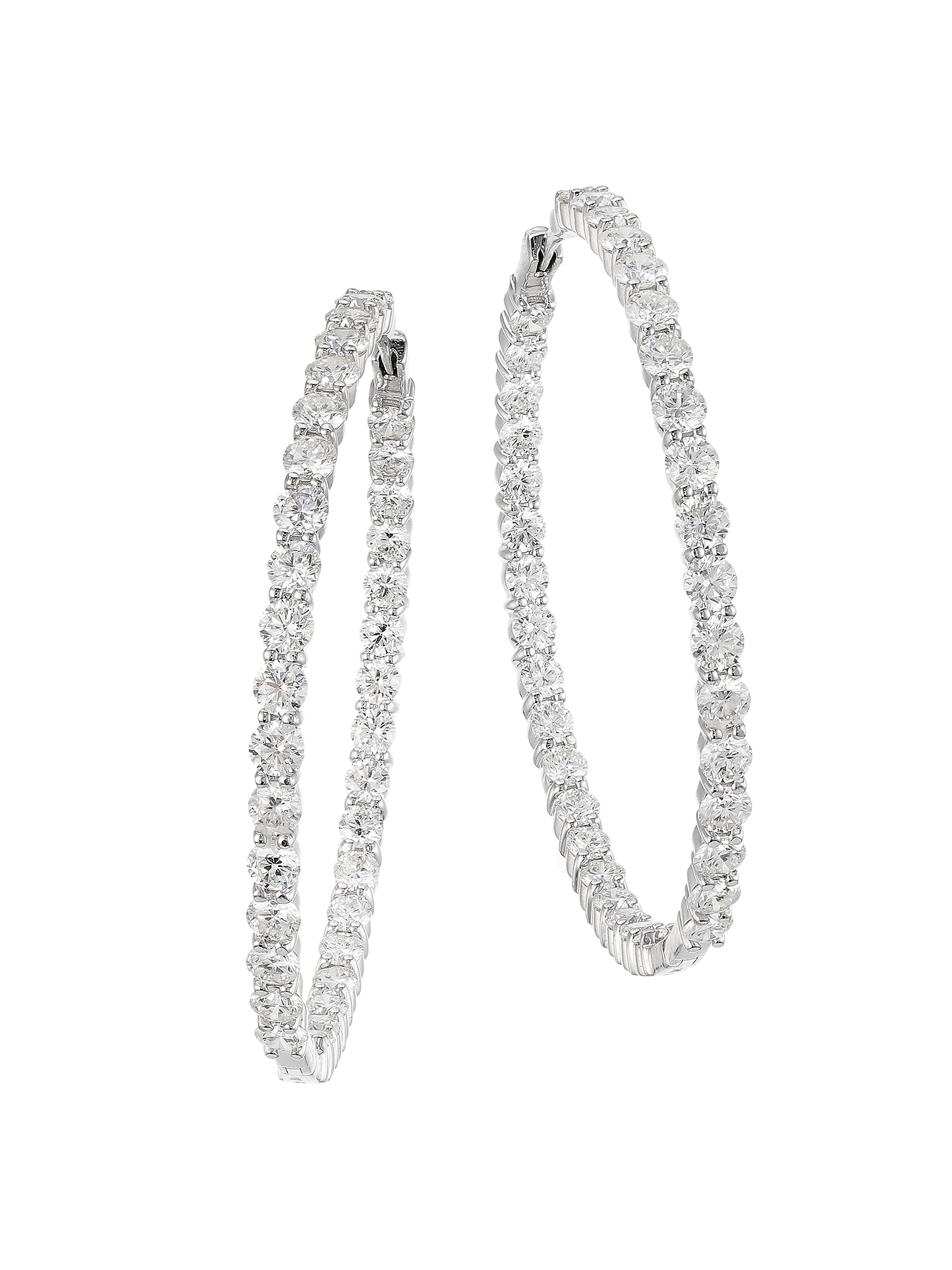 Roberto Coin Women's 18K White Gold & 7.55 TCW Diamond Hoop Earrings - White Gold