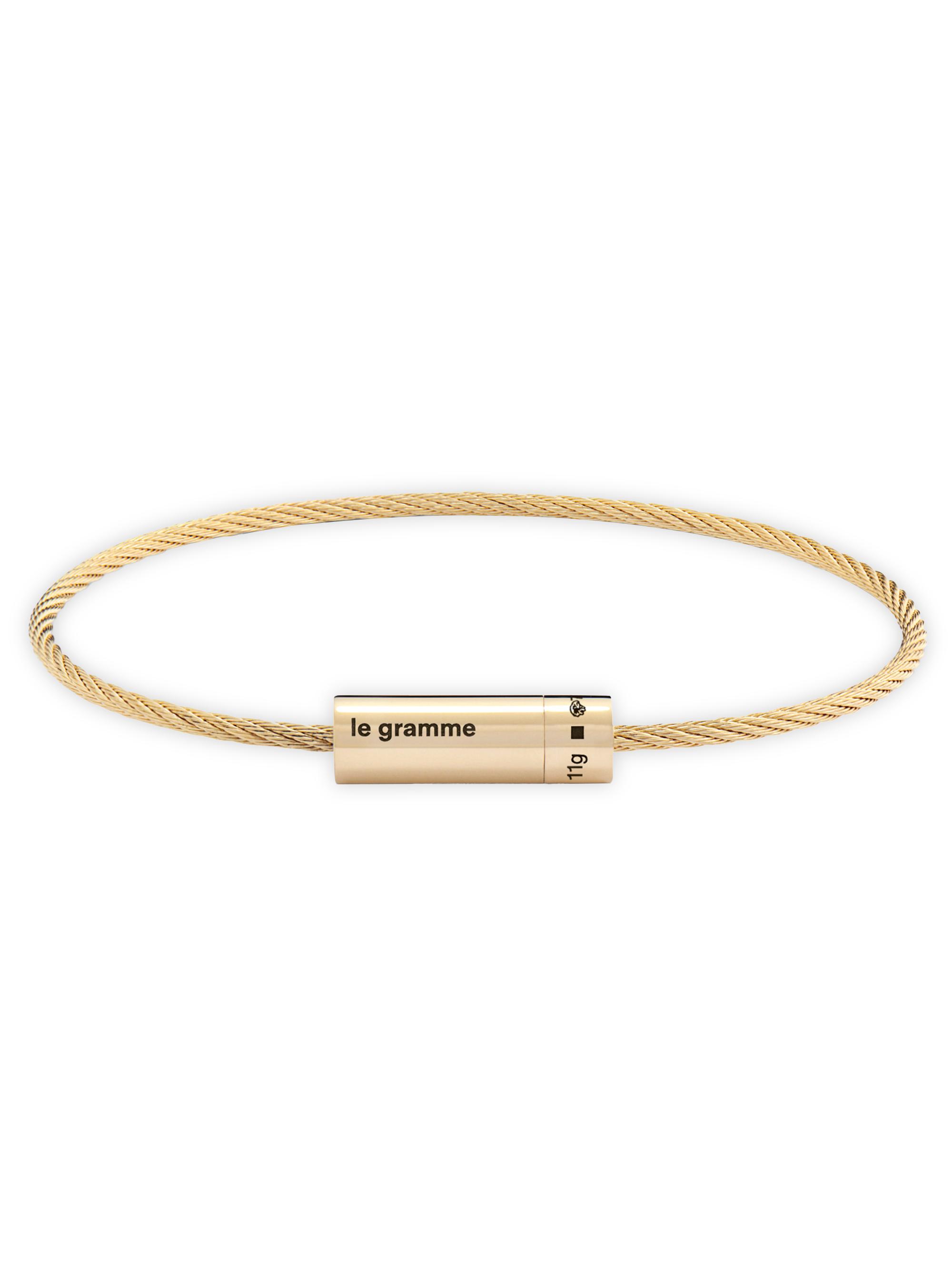 Le Gramme Men's Unisex 11G Polished 18K Yellow Gold Cable Bracelet - Gold