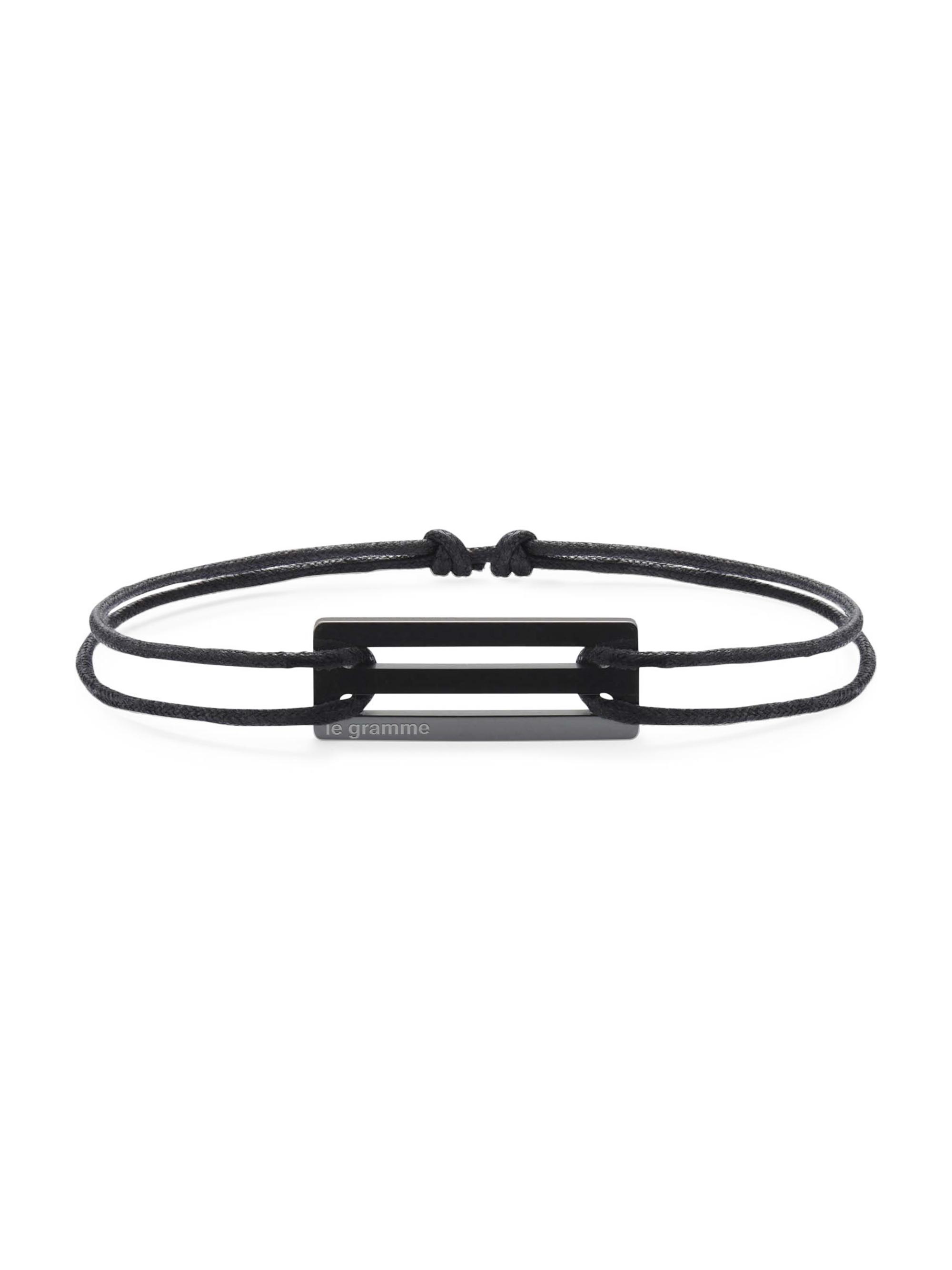 Le Gramme Men's Unisex 1.7G Ceramic Black Cord Bracelet - Black