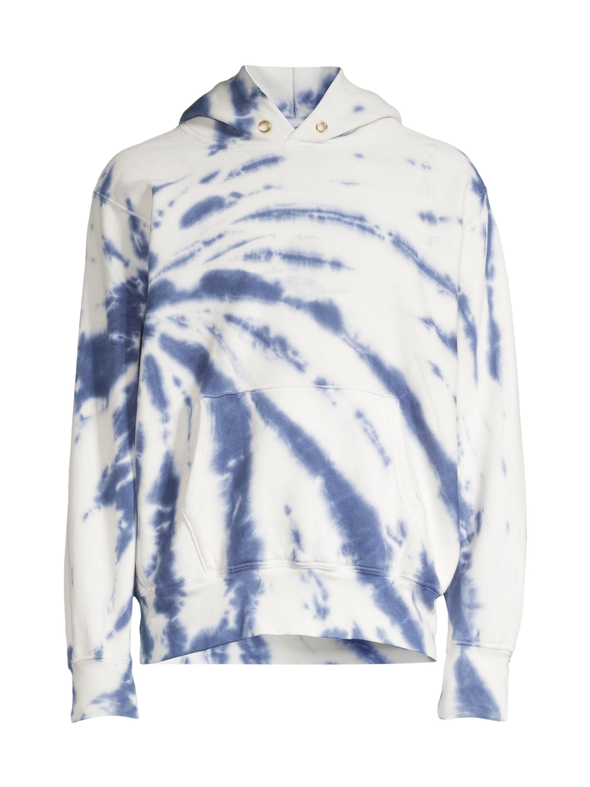 Les Tien Men's Tie-Dye Cropped Hoodie - Navy