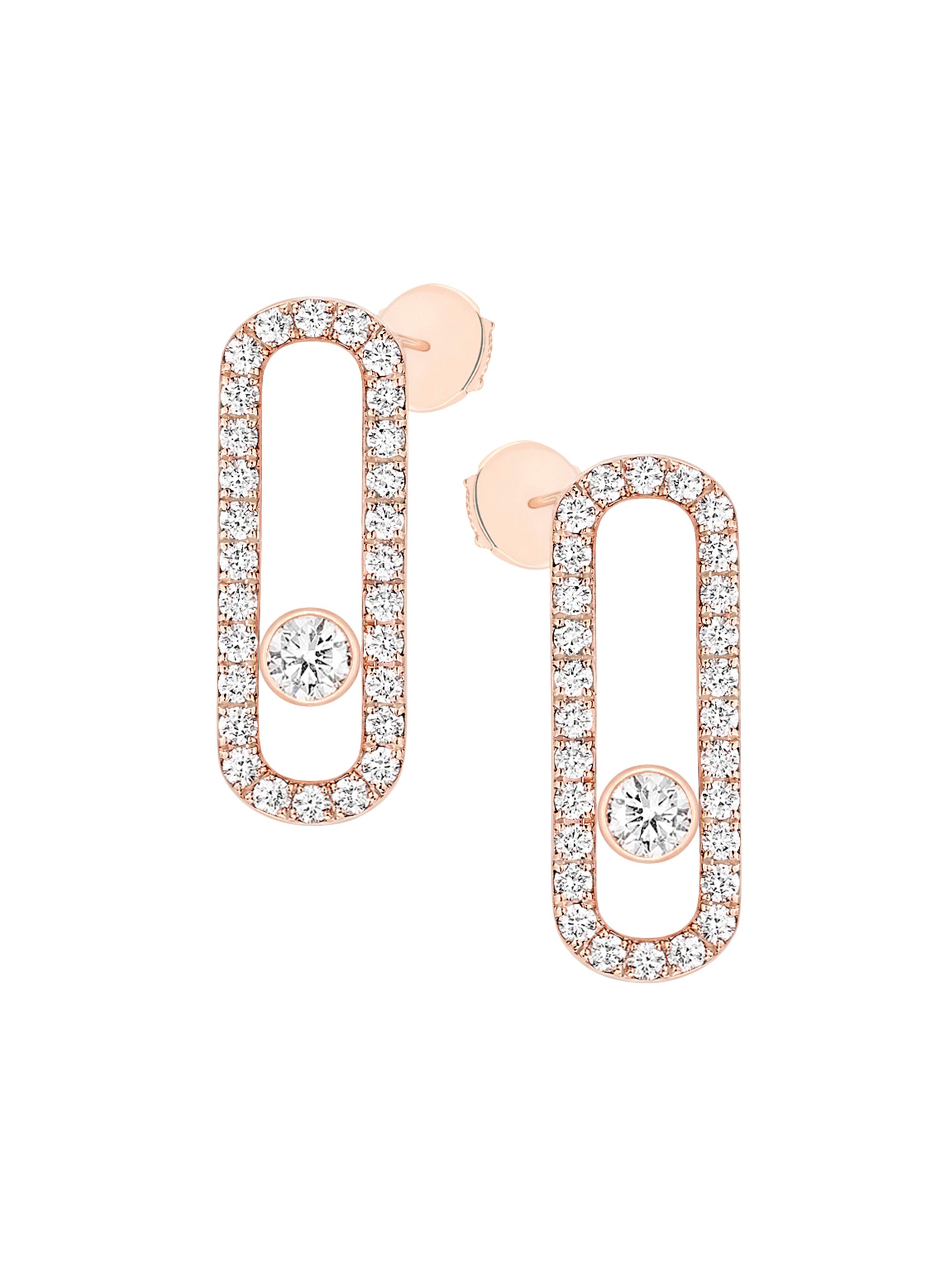 Messika Women's 18K Pink Gold & Diamond Move Uno Pavé Earrings - Rose Gold
