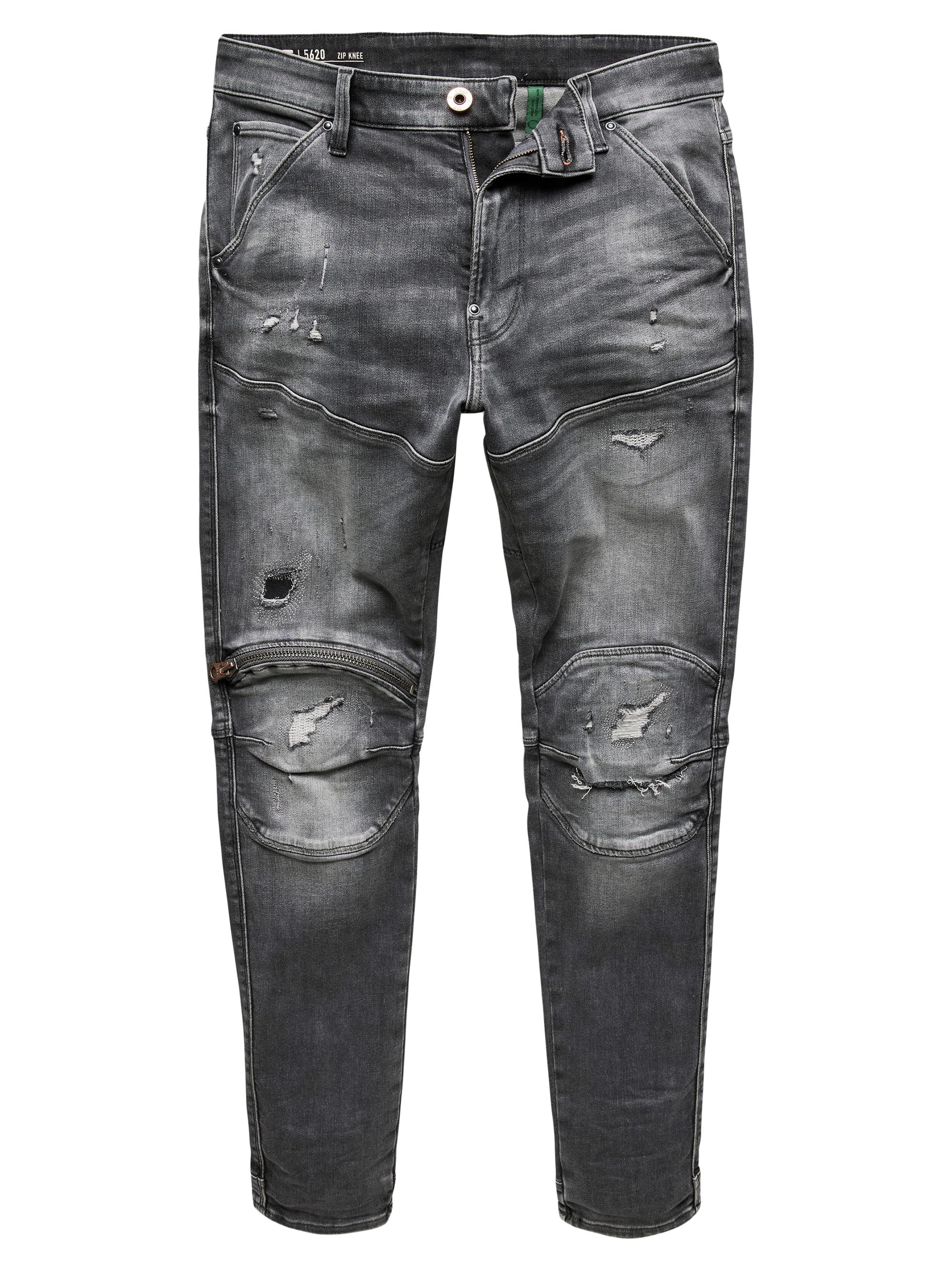 G-Star RAW Men's 5620 3D Zip Knee Skinny Jeans - Vintage Ripped Basalt