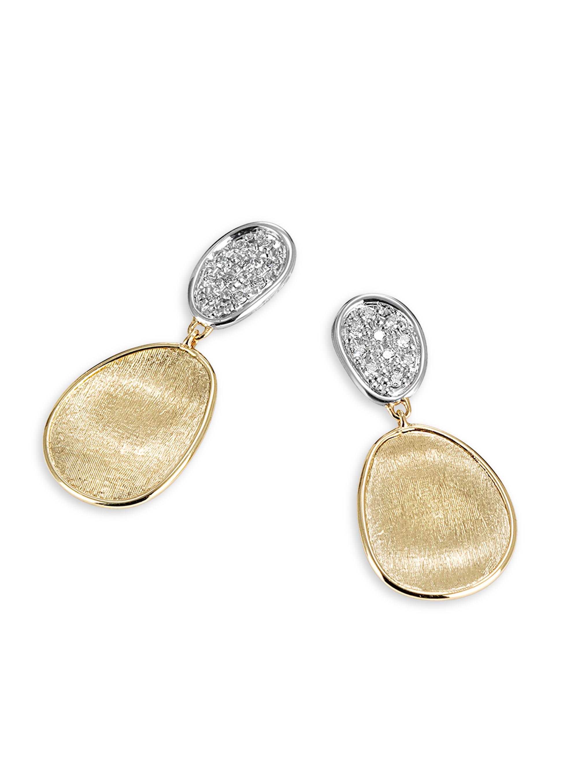 Marco Bicego Women's Lunaria Two-Tone 18K Gold & Diamond Petite Double-Drop Earrings - Gold