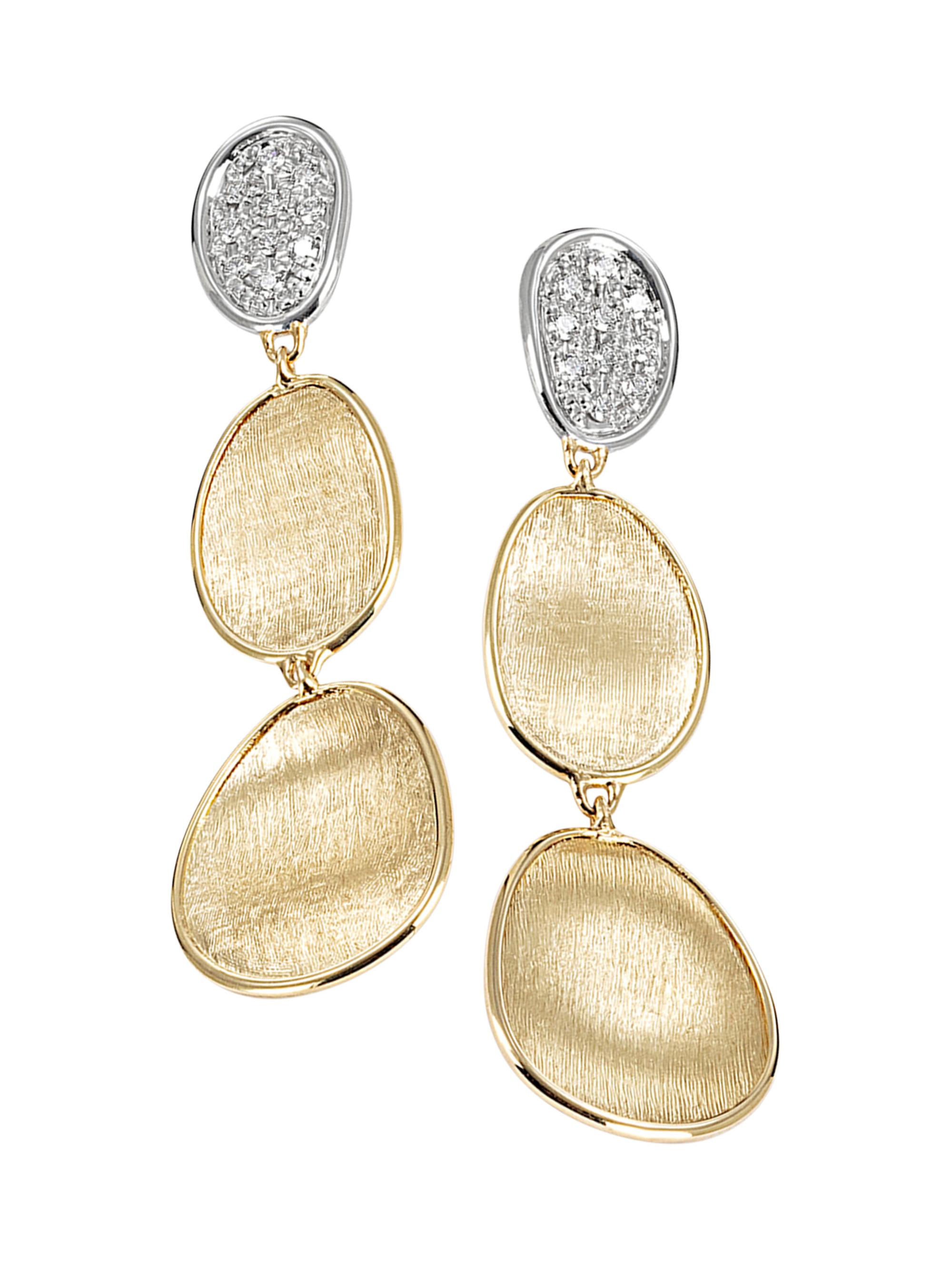 Marco Bicego Women's Lunaria Two-Tone 18K Gold & Diamond Petite Triple-Drop Earrings - Gold