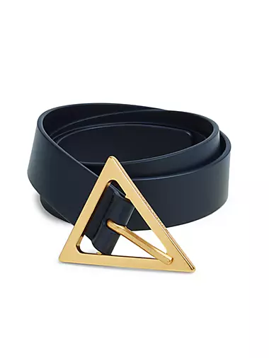 Triangle-Buckle Leather Belt