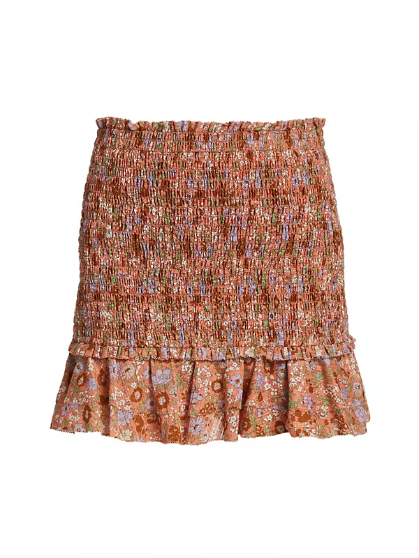 Melodie Floral-Print Smocked Skirt