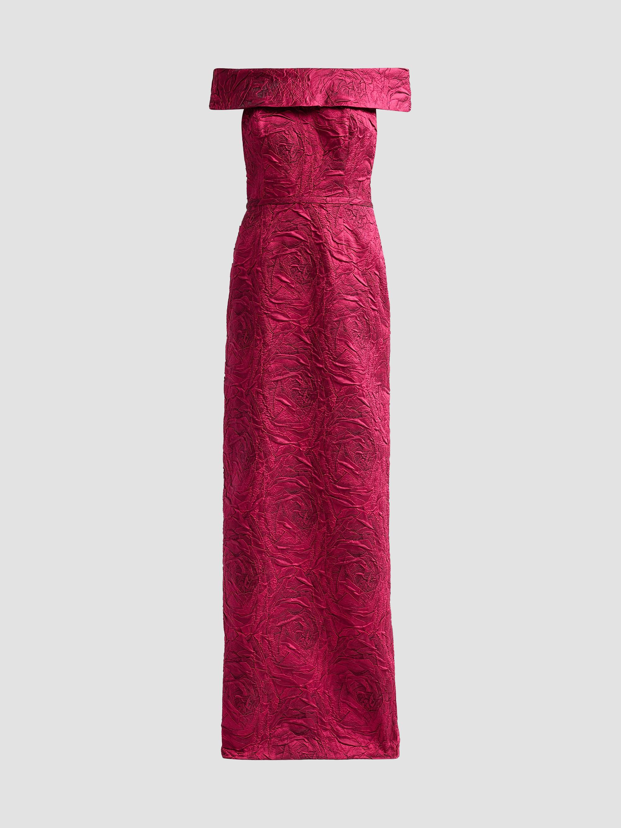 Jacquard Off-The-Shoulder Gown