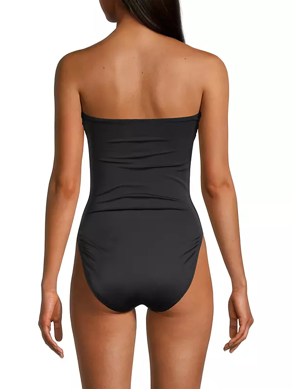 Bishop strapless swimsuit in brown - Norma Kamali