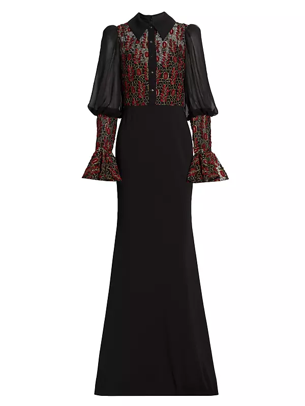 Odessa Lace Poet Sleeve Gown