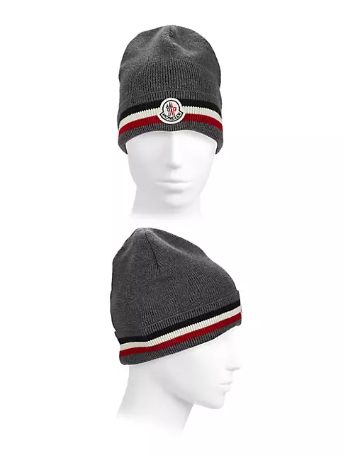 Moncler Enfant - Grey Wool Logo Beanie Hat