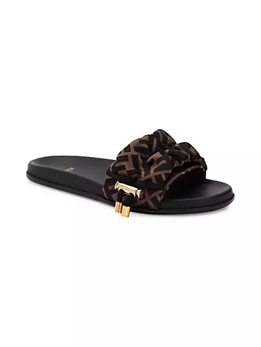 Designer Luxury Sandals Womens Slippers Slide Metal Triangle Logo 2cm  Rubber Sole Slides Black White Pool Ladies Casual Sandal From Shoe02,  $38.28