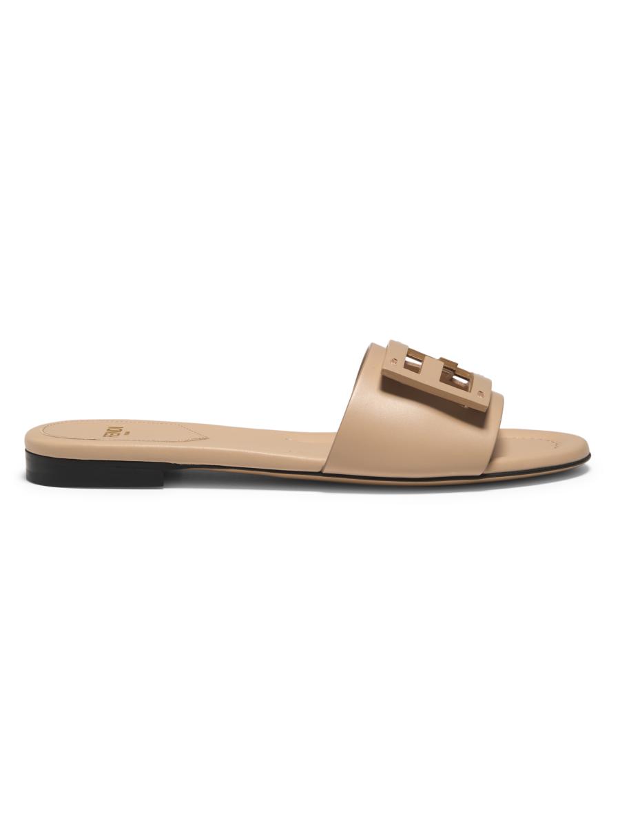Fendi Logo Leather Slide Sandals | Saks Fifth Avenue