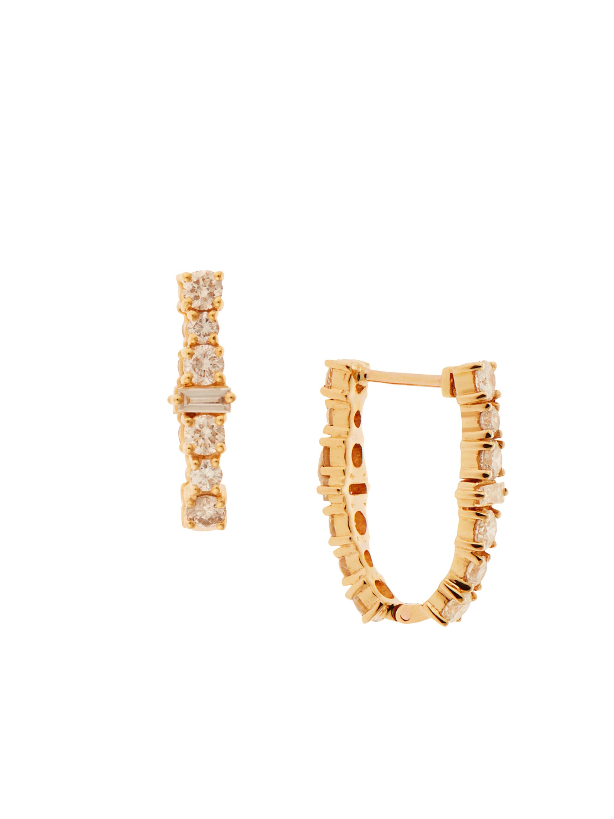 Ileana Makri Women's Cascade 18K Yellow Gold & Light Champagne Diamond Hoop Earrings - Yellow Gold
