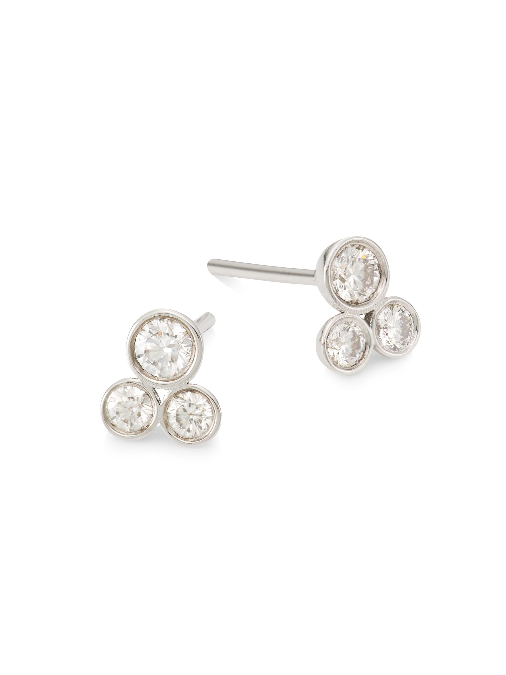 Ileana Makri Women's Triple Dot 18K White Gold & Diamond Stud Earrings - White Gold