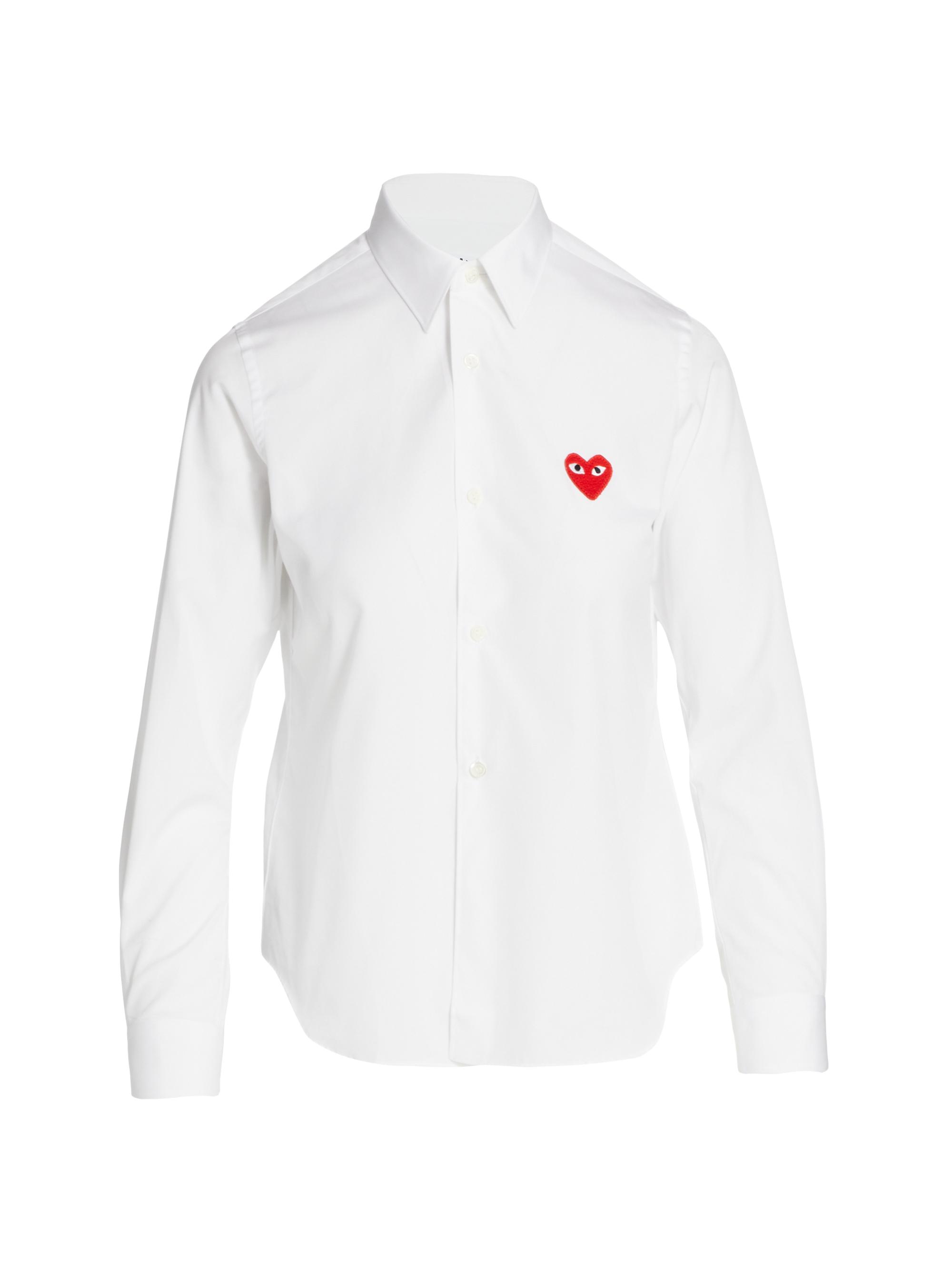 Comme des Garçons PLAY Women's Heart Button Down Shirt - White